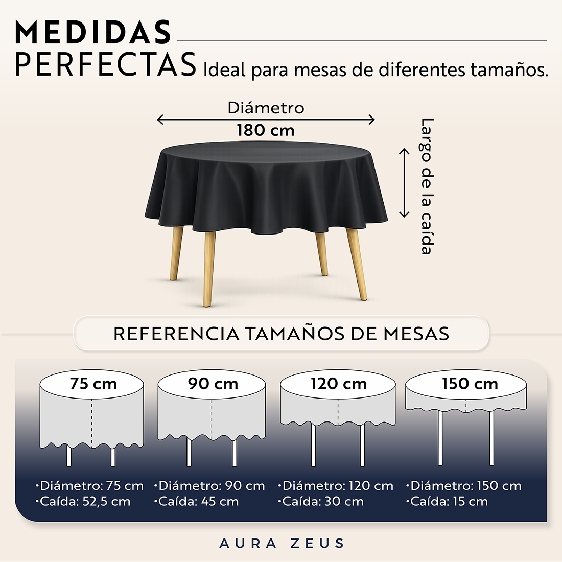 Mantel De Mesa Redondo Tela Hule Antimancha Impermeable Az-6