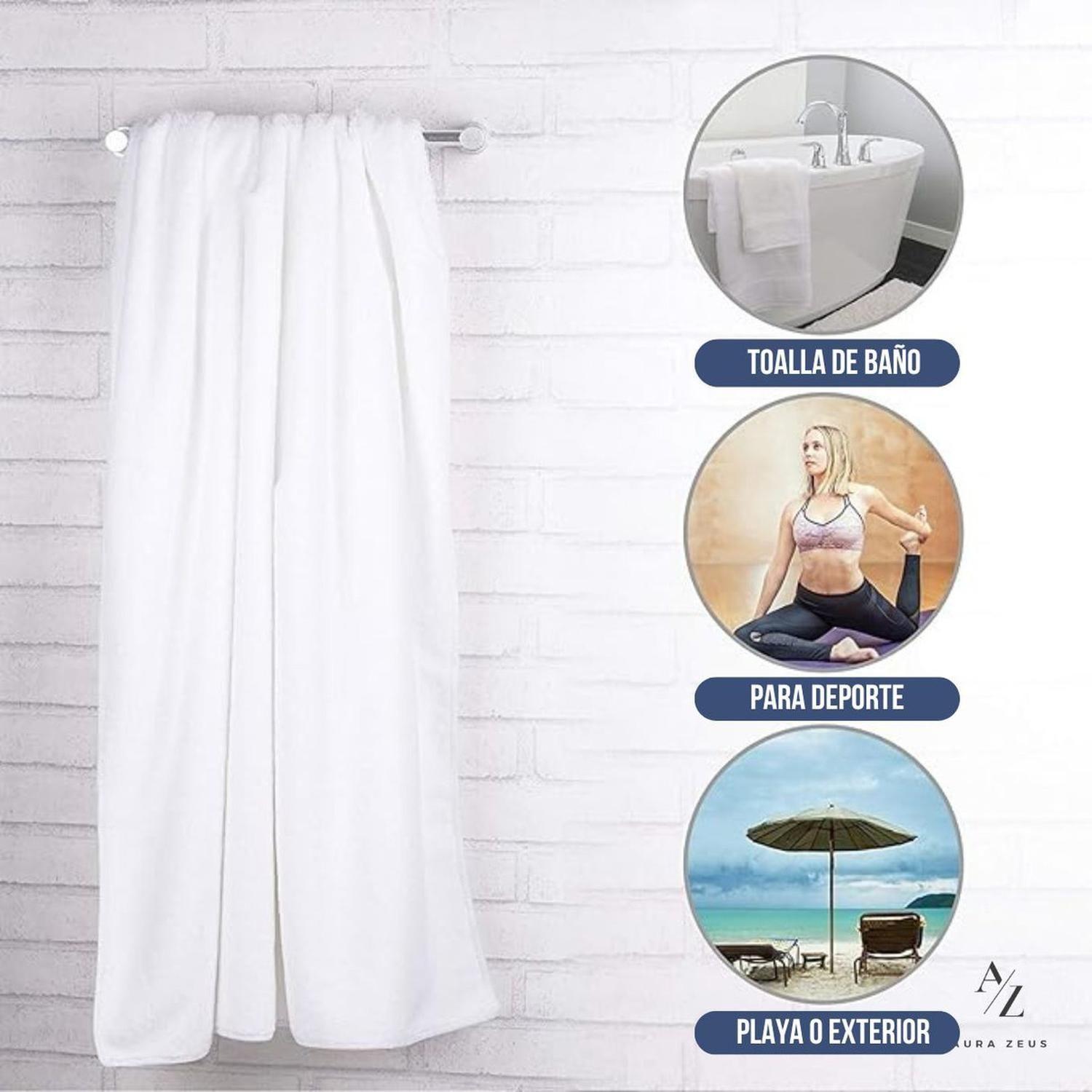 Toallon Grande De Baño 100 X 140 Microfibra Playa Mano Az-5