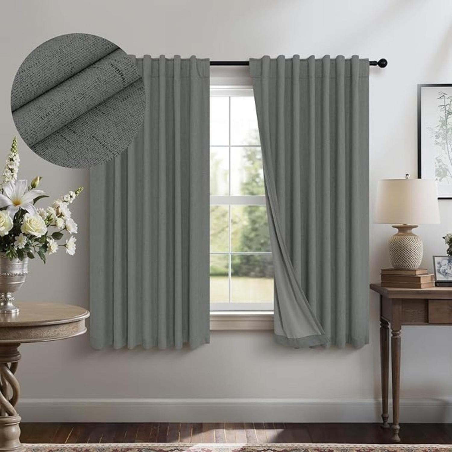 Cortina 100% Blackout 2 Paños 160x108 Lino Termica Roller Az-0