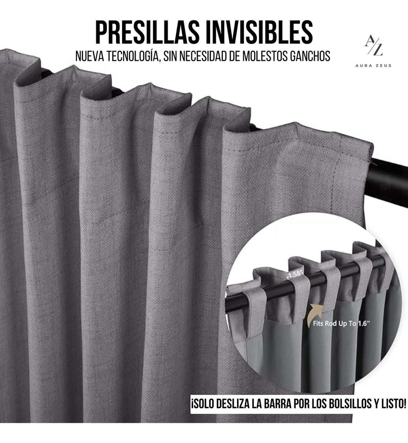 Cortina 100% Blackout 2 Paños 160x108 Lino Termica Roller Az-3