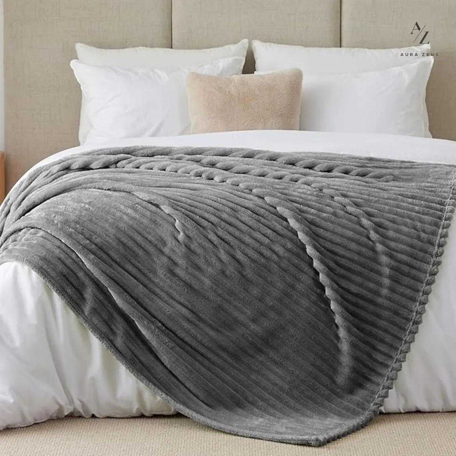 Frazada Manta Piecera 130 X 150 Cm Termica Sherpa Polar Az Gris-7