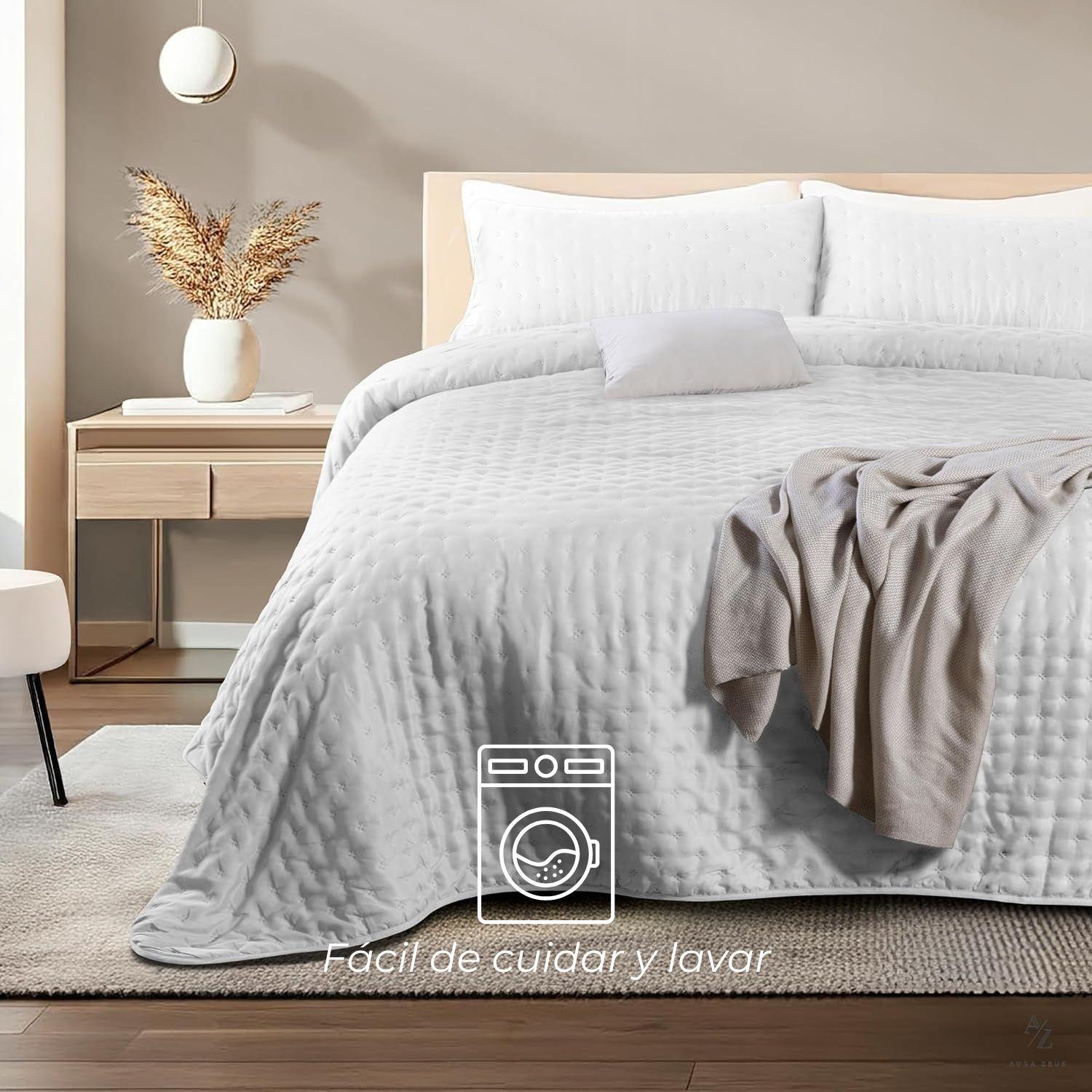 Cubrecama Quilt + Fundas De Almohada Cobertores Acolchado 2 Plazas Aura Zeus-4
