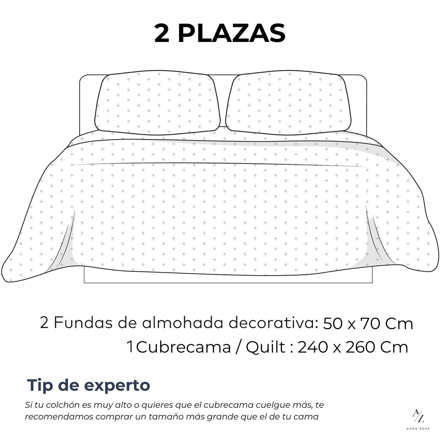 Cubrecama Quilt + Fundas De Almohada Cobertores Acolchado 2 Plazas Aura Zeus-5