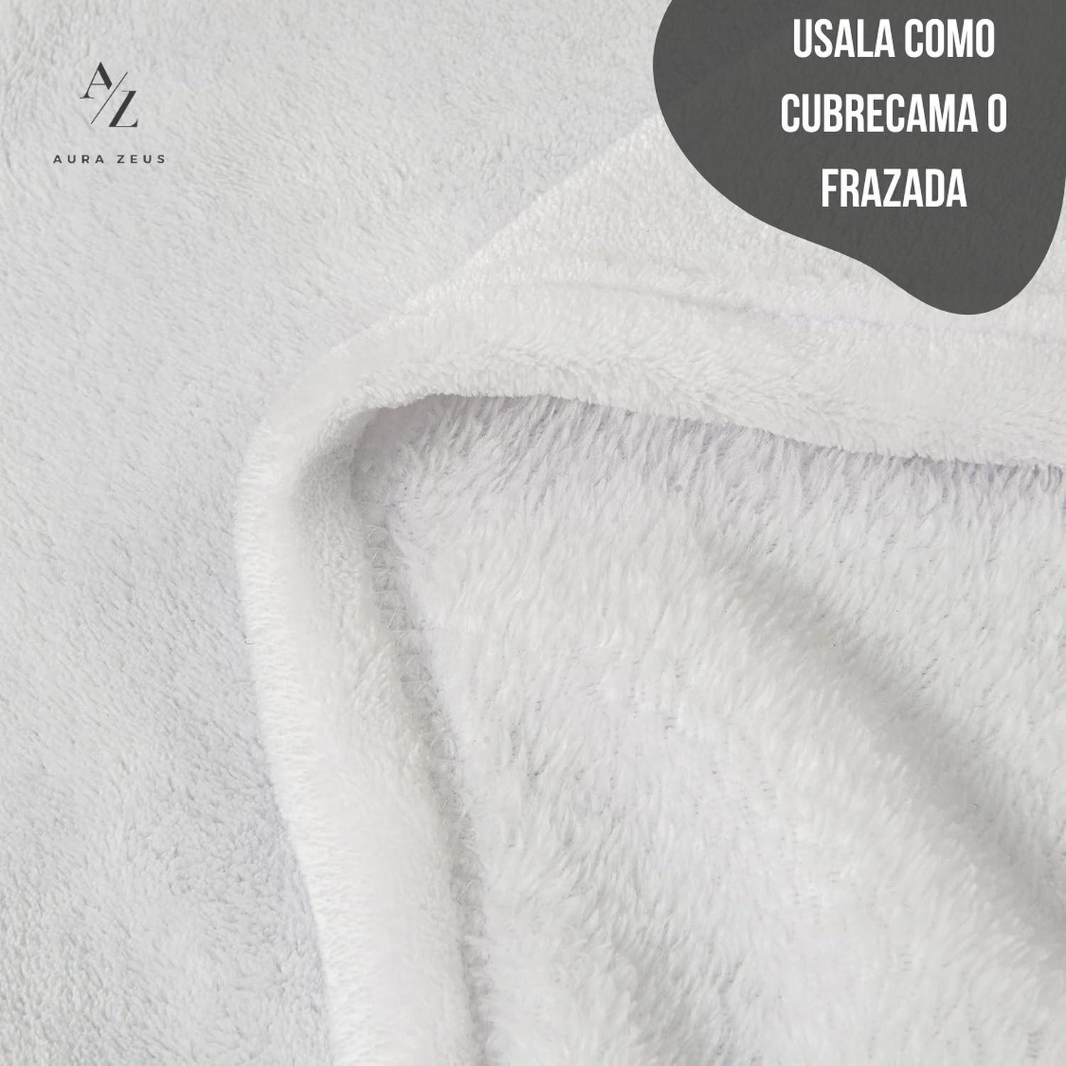 Frazada Manta Piecera 130 X 150 Cm Termica Sherpa Polar Az Lisa Blanco-3