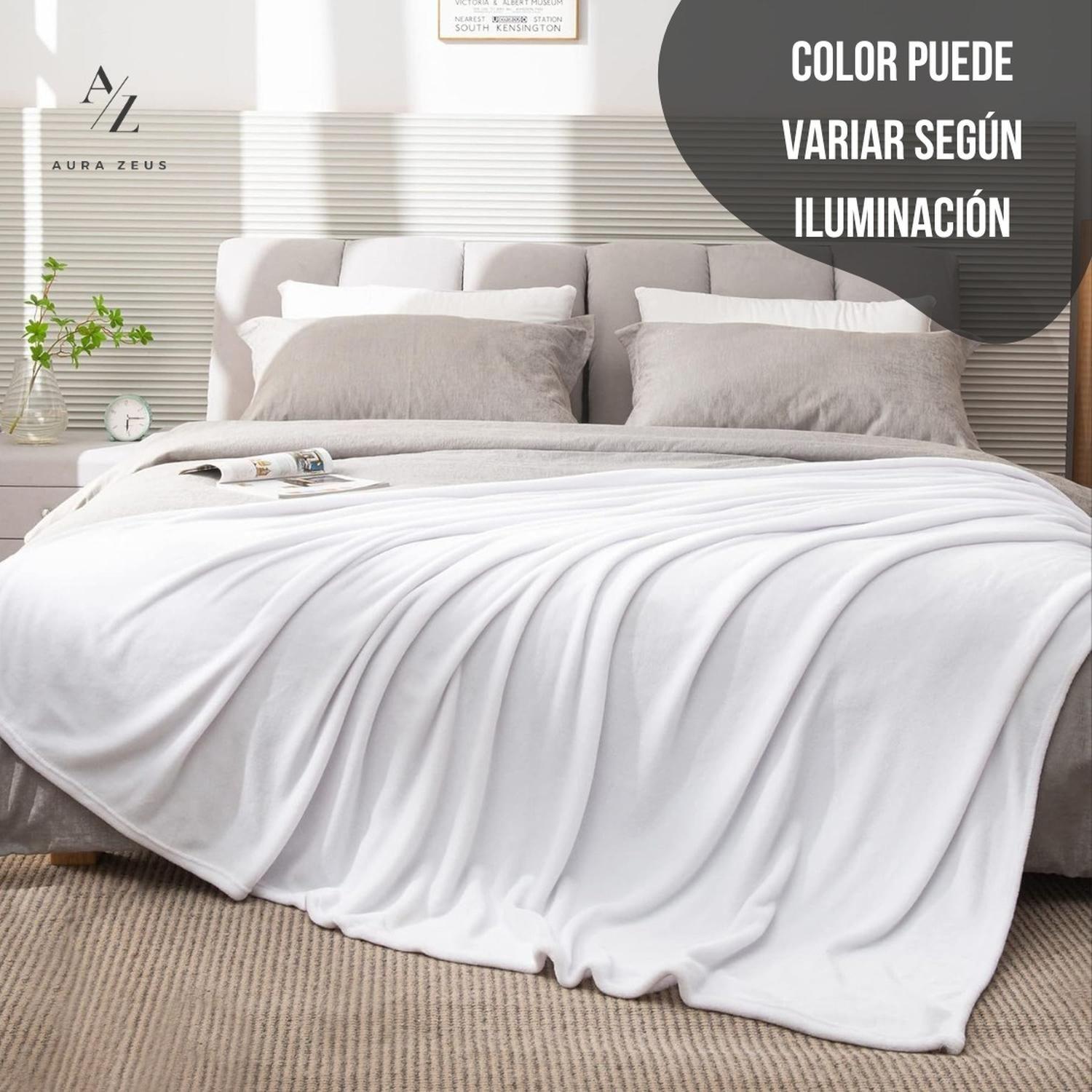 Frazada Manta Piecera 130 X 150 Cm Termica Sherpa Polar Az Lisa Blanco-4