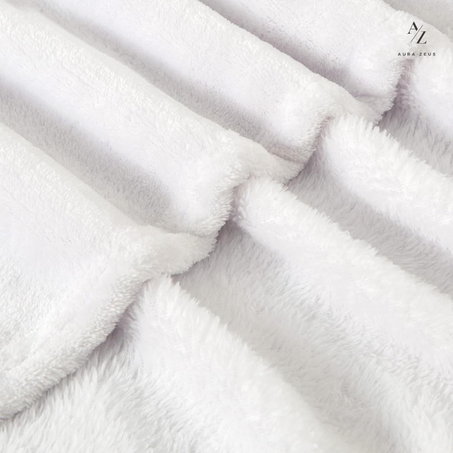 Frazada Manta Piecera 130 X 150 Cm Termica Sherpa Polar Az Lisa Blanco-5