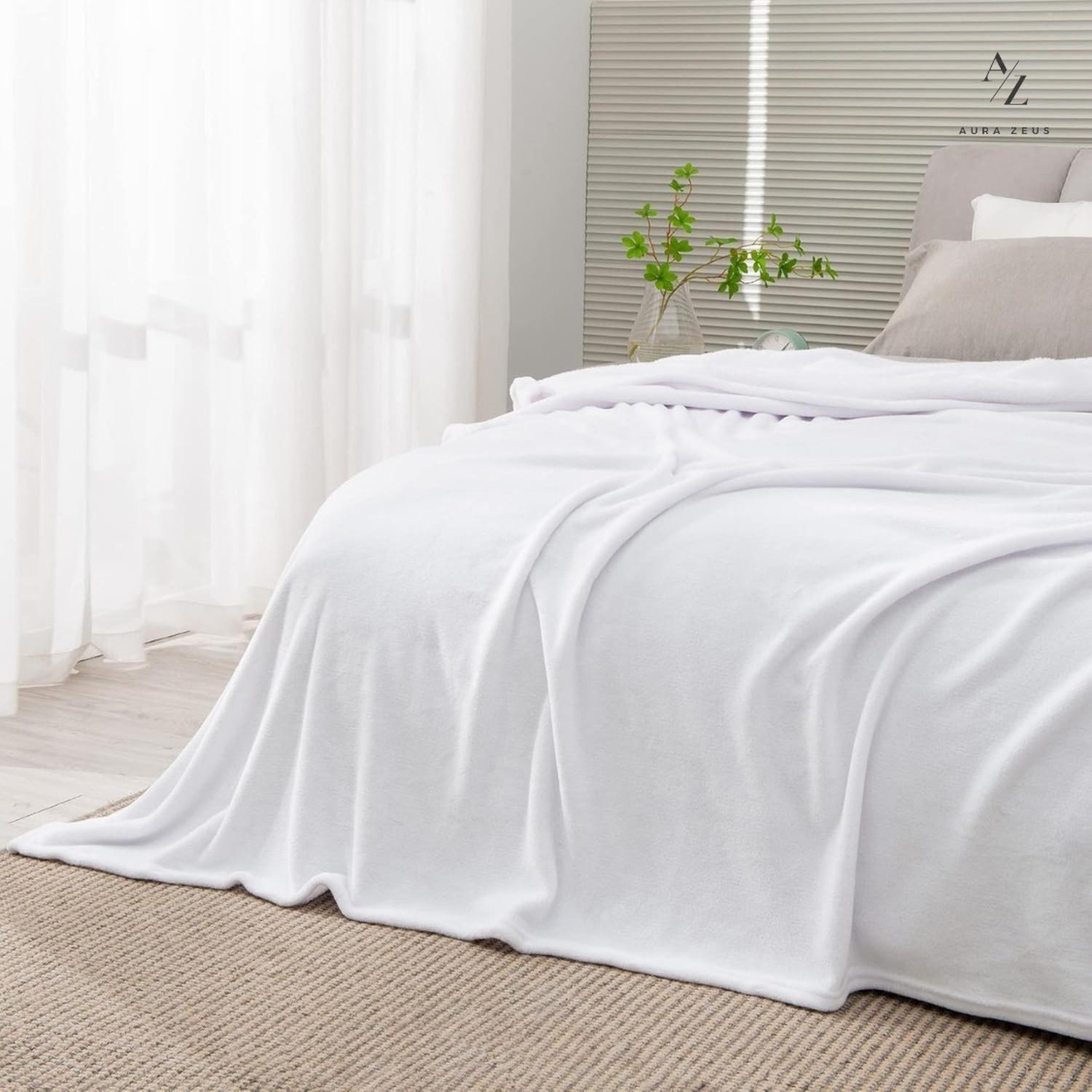 Frazada Manta Piecera 130 X 150 Cm Termica Sherpa Polar Az Lisa Blanco-7