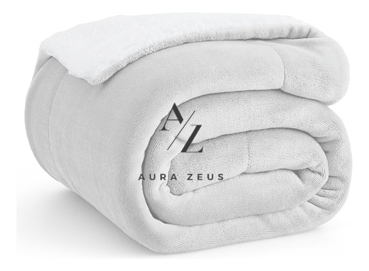 Frazada Manta Piecera 130 X 150 Cm Termica Sherpa Polar Az Lisa Blanco-8