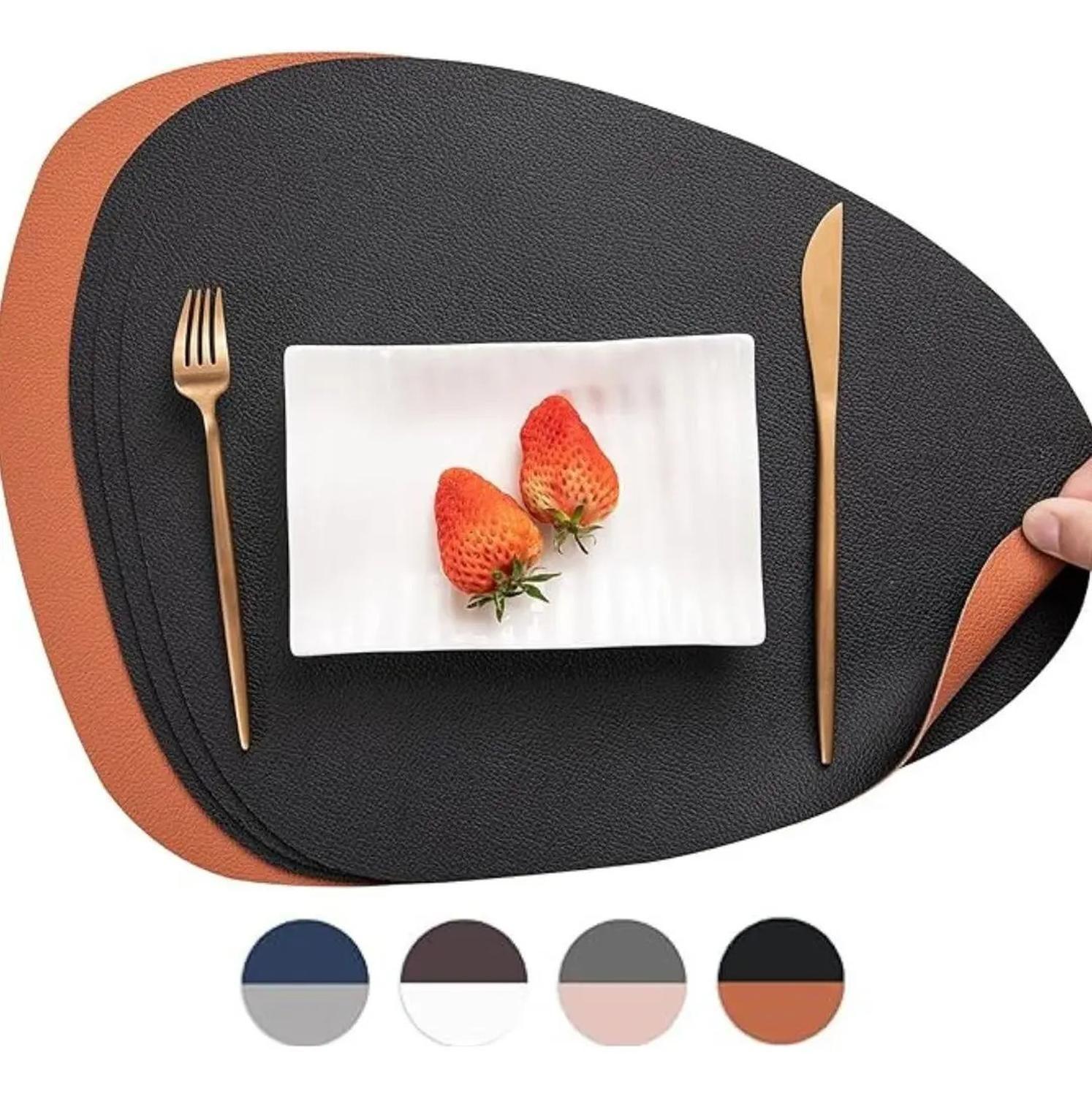 Set 4 Individuales Impermeable Ecocuero Antimancha Mantel Az-0