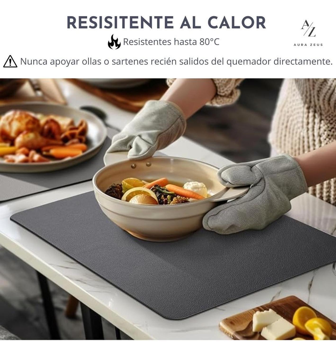 Set 4 Individuales Impermeable Ecocuero Antimancha Mantel Az-4