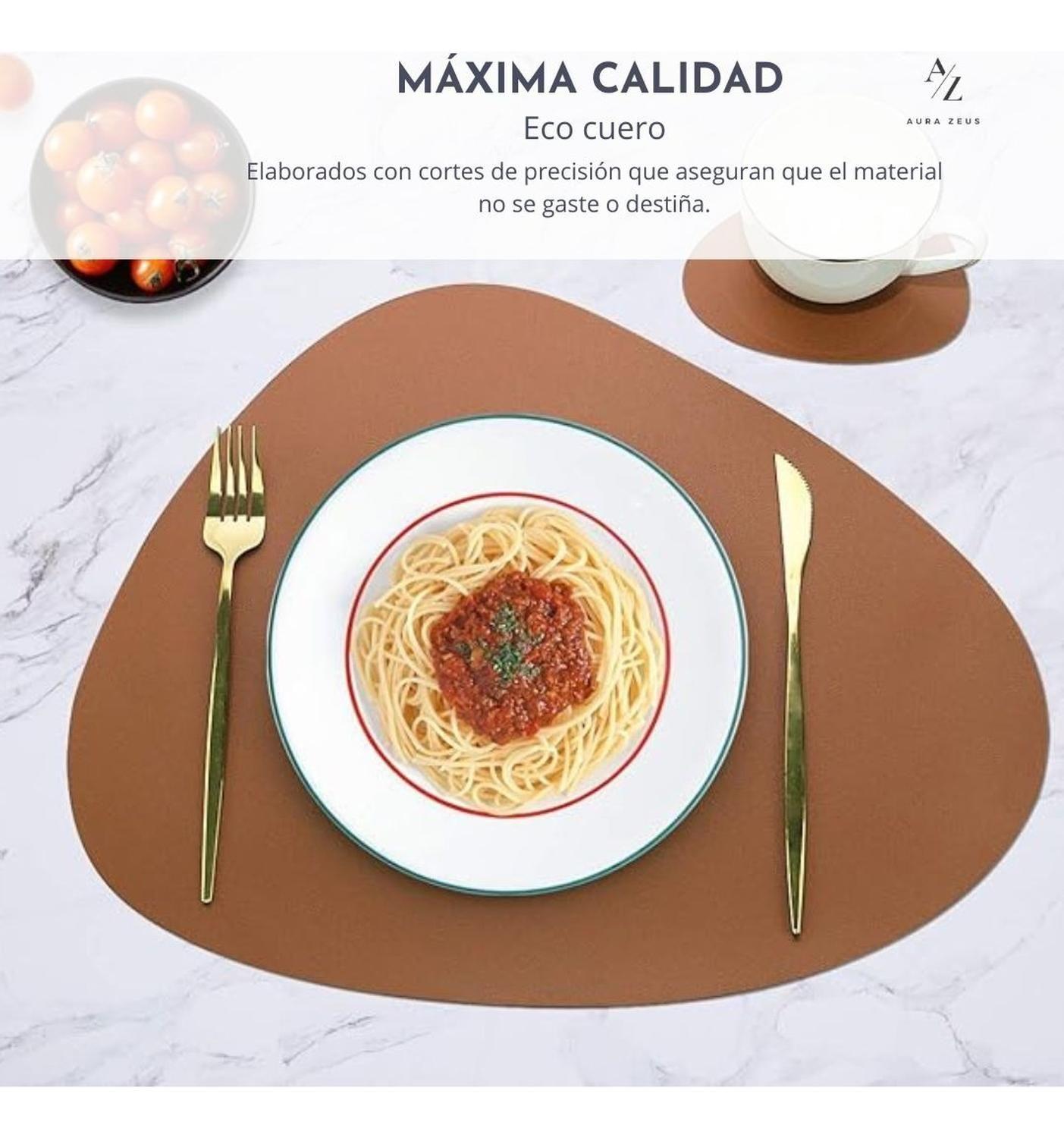 Set 4 Individuales Impermeable Ecocuero Antimancha Mantel Az-5