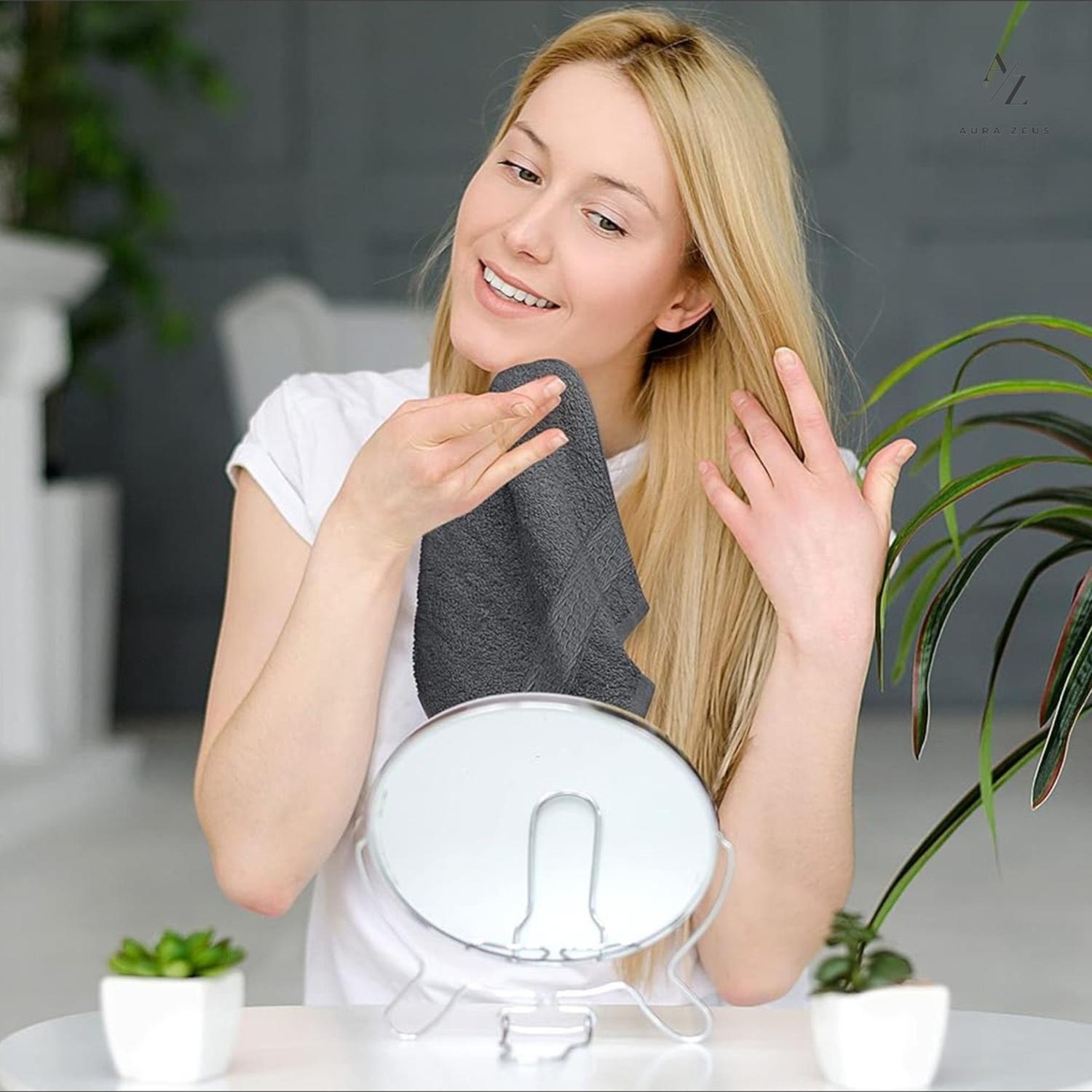 Juego De 8 Toallas De Mano 70x40 Cm Algodon 500g Baño Set Az Gris Oscuro-7