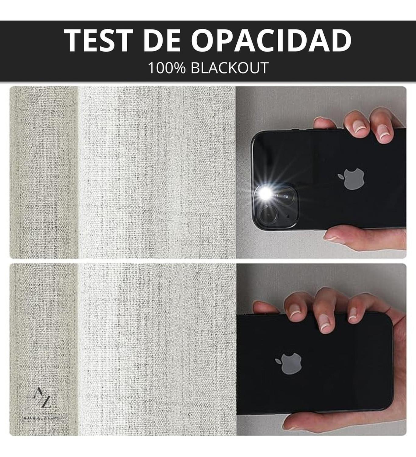 Cortina 100% Blackout 2 Paños 220x140 Lino Termica Roller Az-5