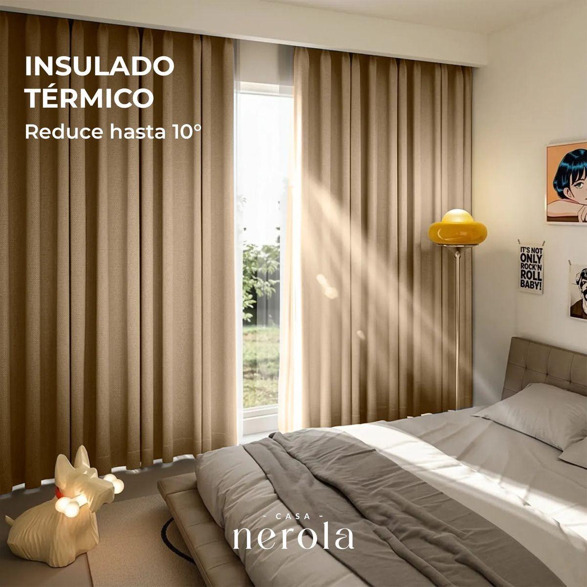 Cortina 100% Blackout 2 Paños 220x140 Lino Termica Roller Az-3