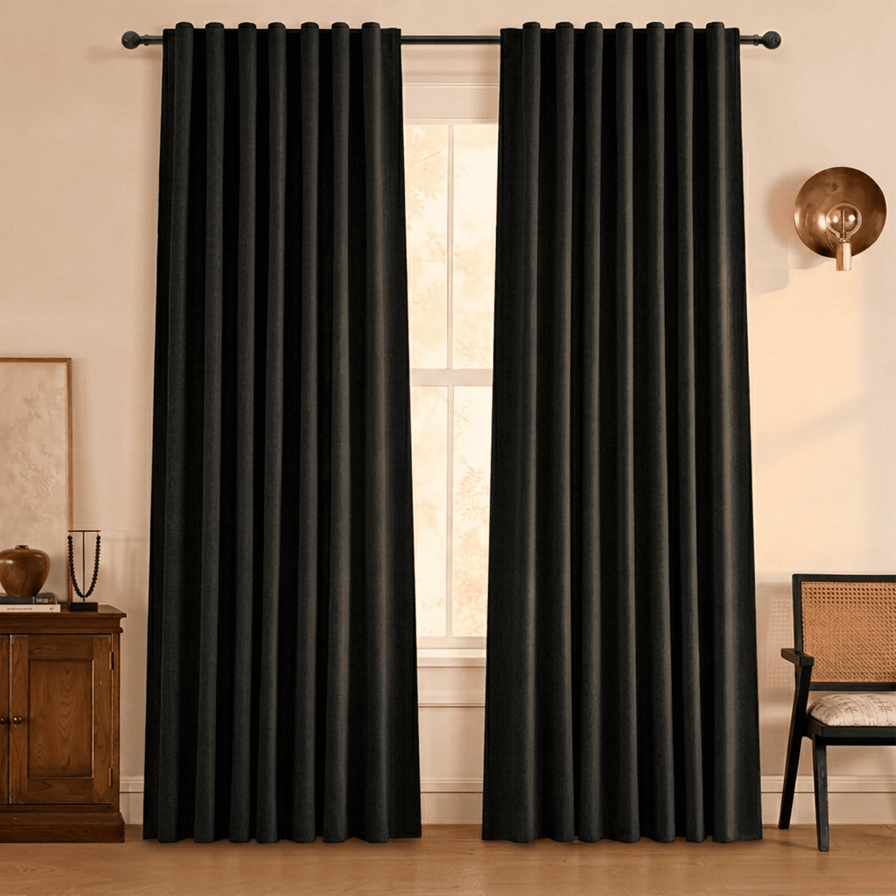 Cortina 100% Blackout 2 Paños 220x140 Lino Termica Roller Az-0