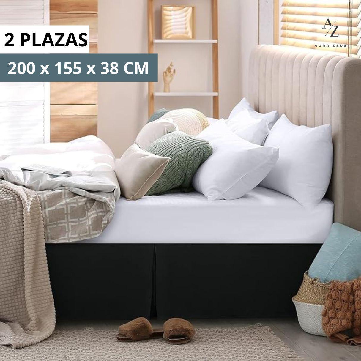 Faldon Cama 2 Plazas Liso Elasticados Premium Aura Zeus-1