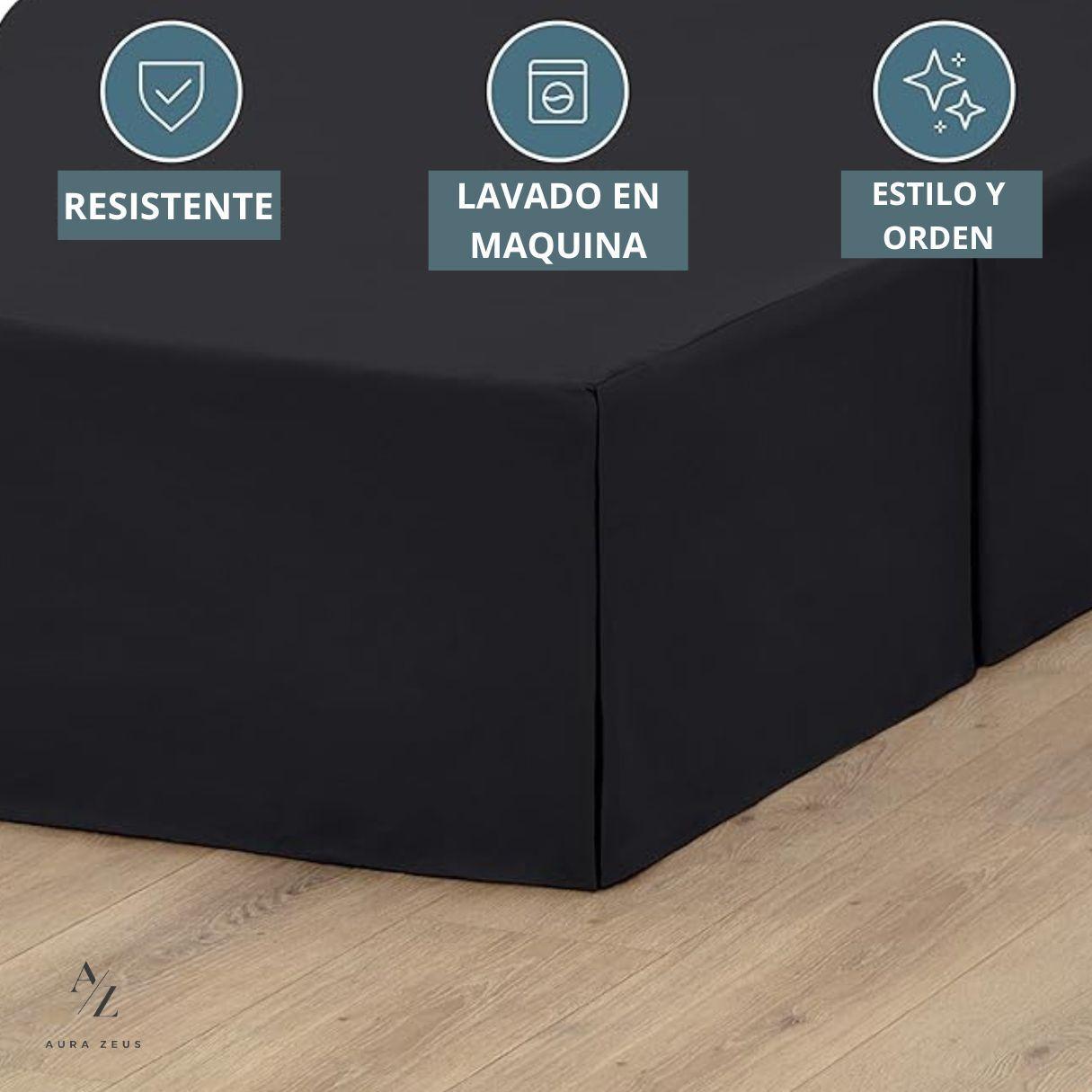 Faldon Cama 2 Plazas Liso Elasticados Premium Aura Zeus-2
