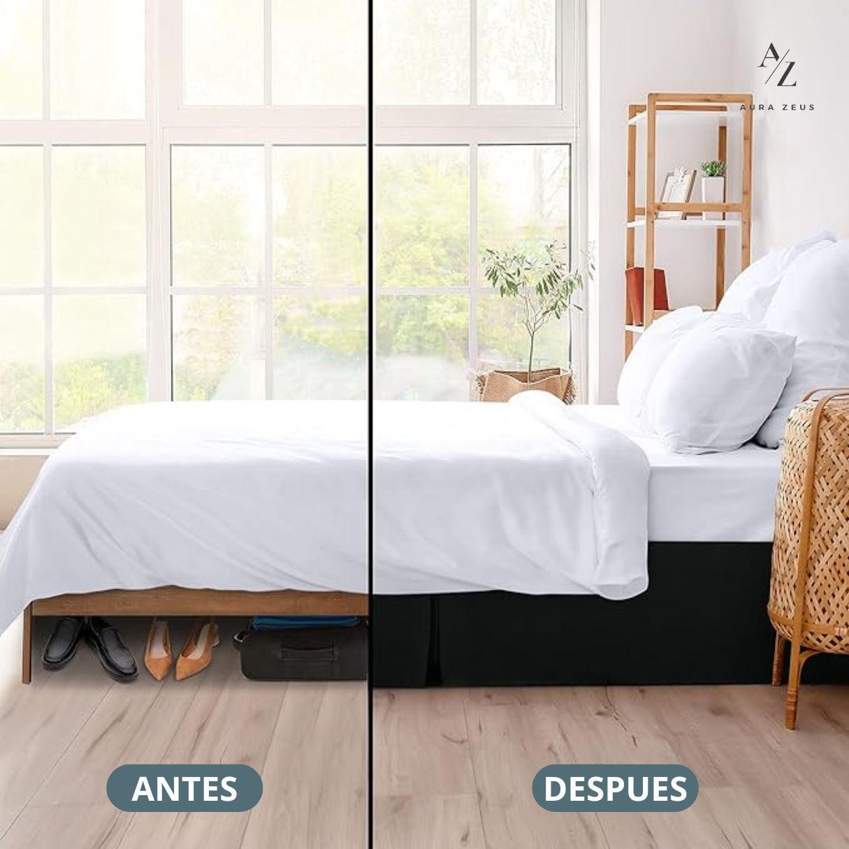 Faldon Cama 2 Plazas Liso Elasticados Premium Aura Zeus-3