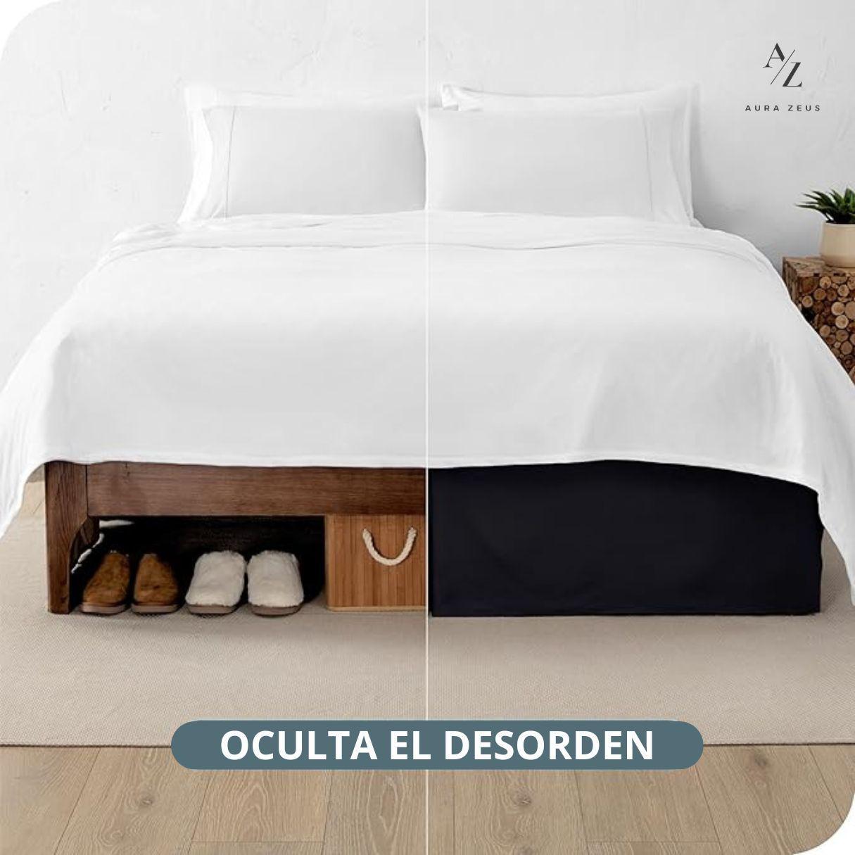 Faldon Cama 2 Plazas Liso Elasticados Premium Aura Zeus-4