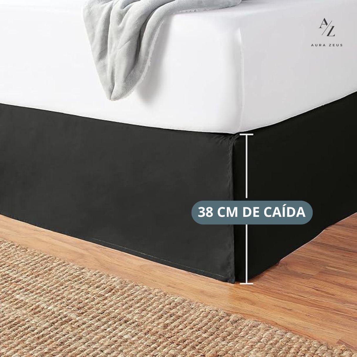 Faldon Cama 2 Plazas Liso Elasticados Premium Aura Zeus-6