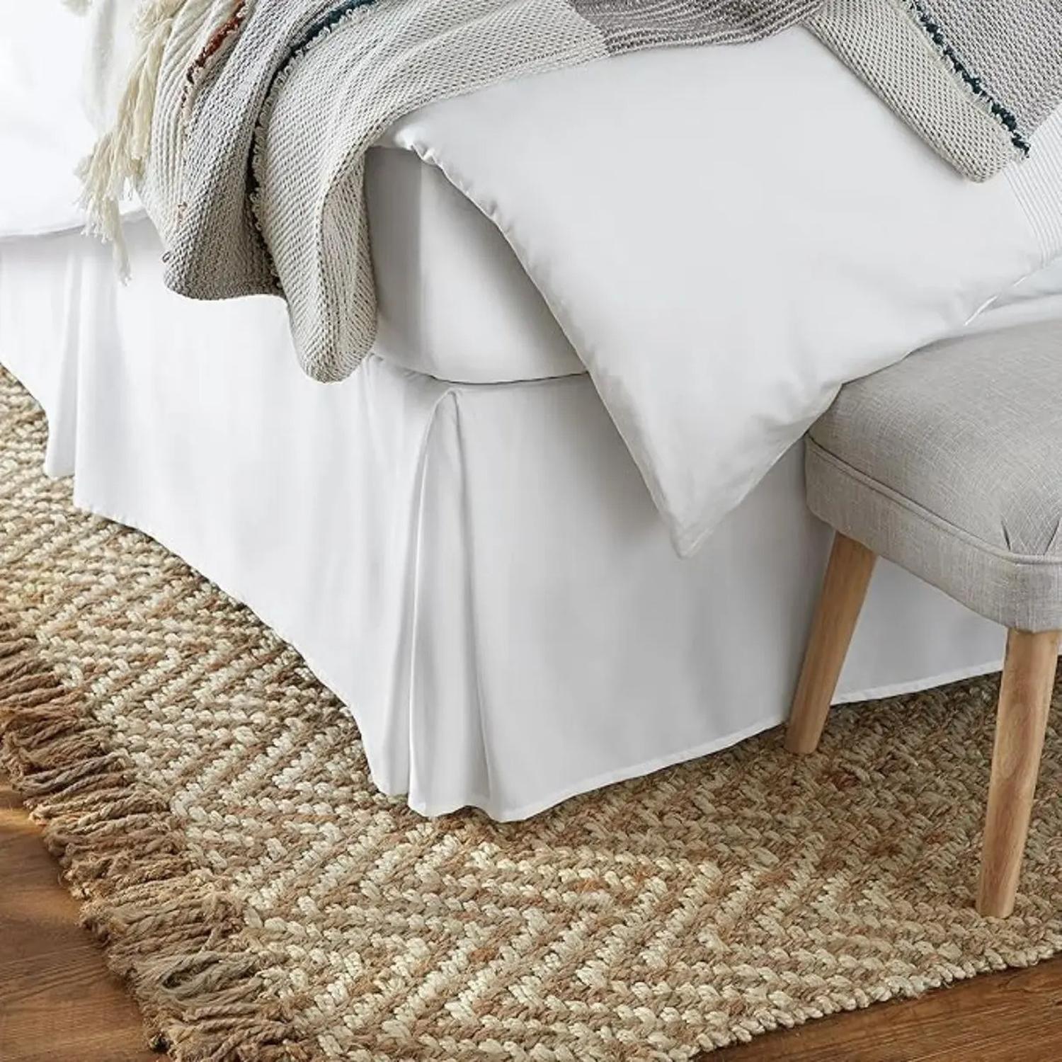 Faldon Cama 2 Plazas King Liso Blanco Negro Elasticados Az B Blanco-6