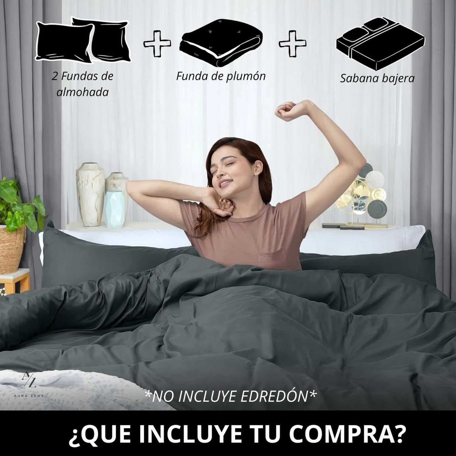 Juego Funda Plumon + Sabana Bajera + Funda Almohada Hilos Az-2