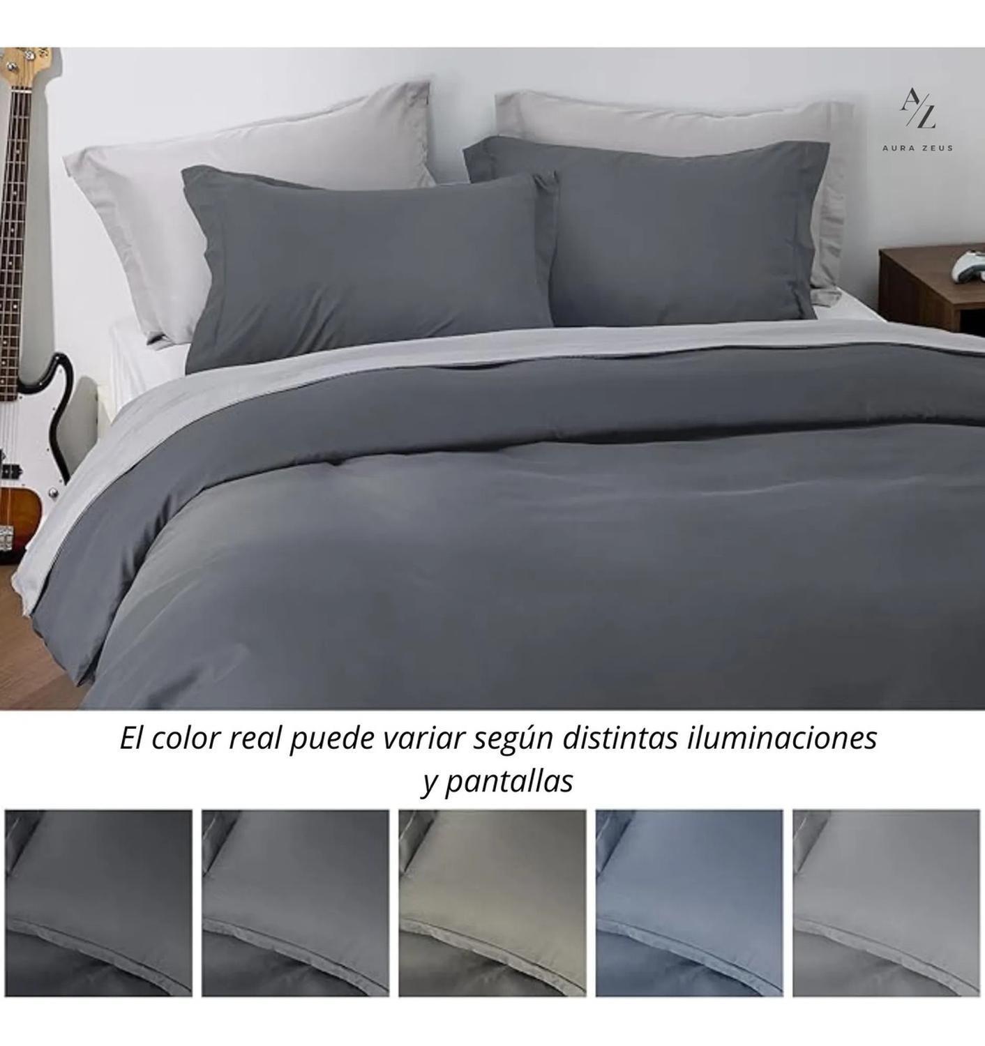 Juego Funda Plumon + Sabana Bajera + Funda Almohada Hilos Az-6
