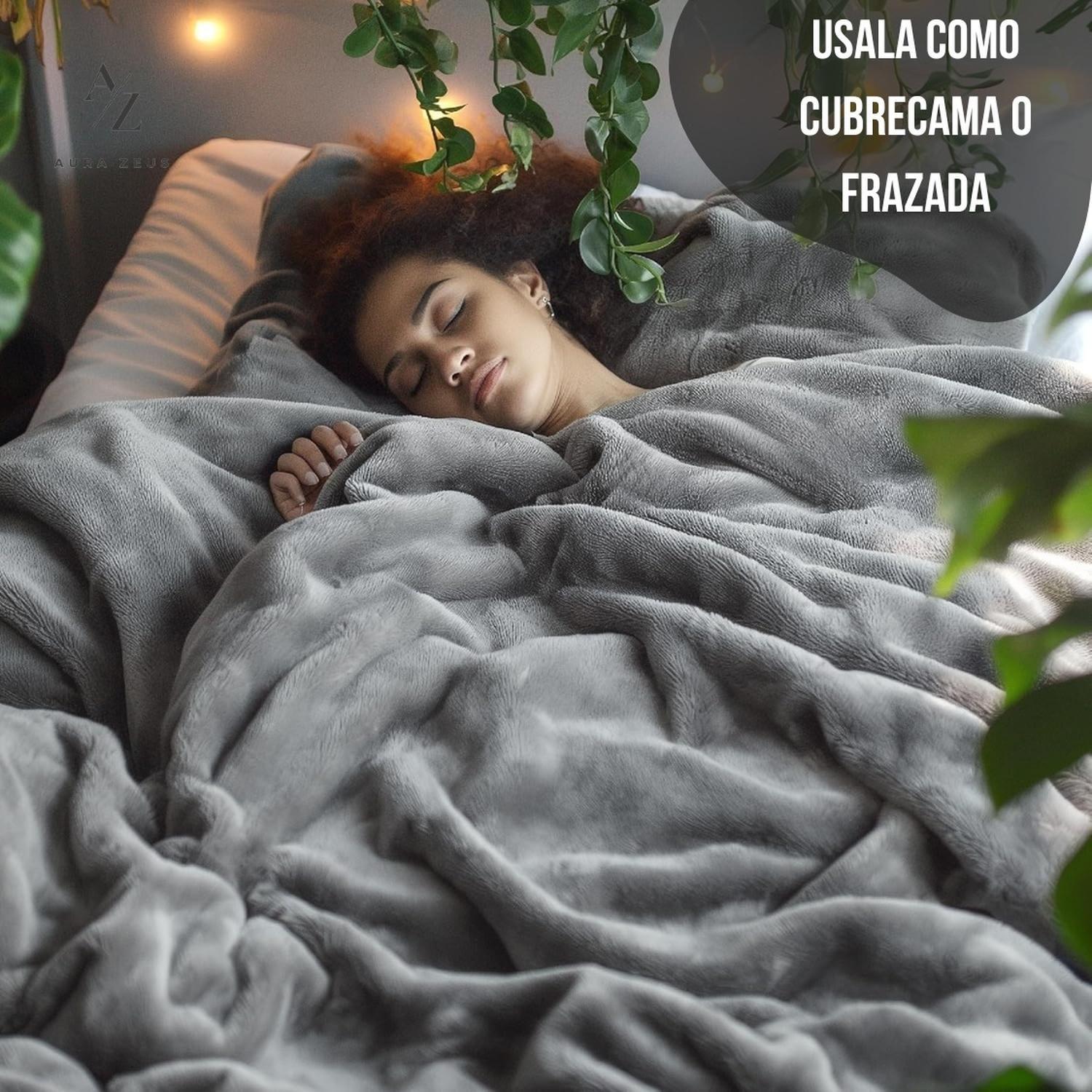 Frazada Manta Piecera 130 X 150 Cm Termica Sherpa Polar Az Lisa Gris Oscuro-3