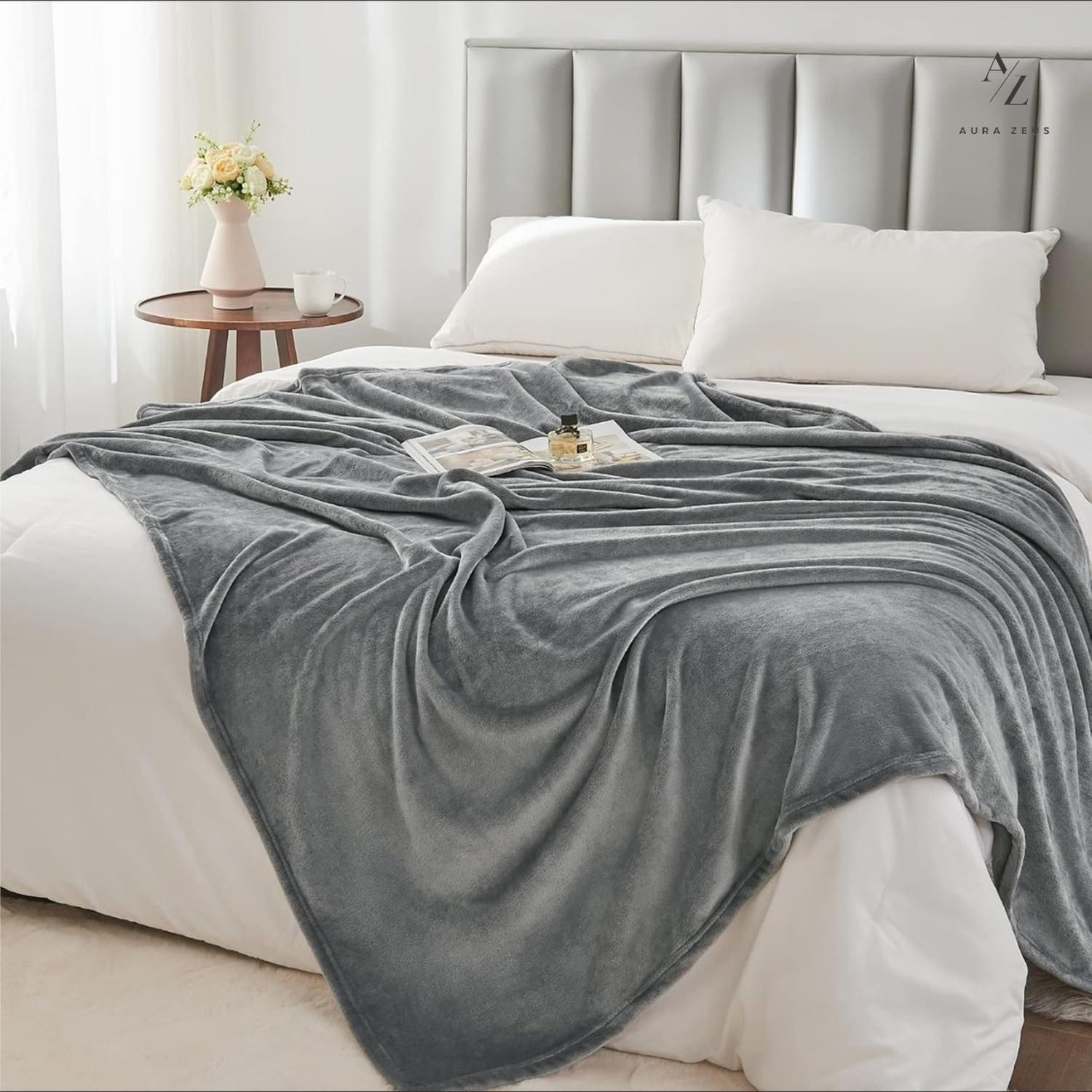 Frazada Manta Piecera 130 X 150 Cm Termica Sherpa Polar Az Lisa Gris Oscuro-6