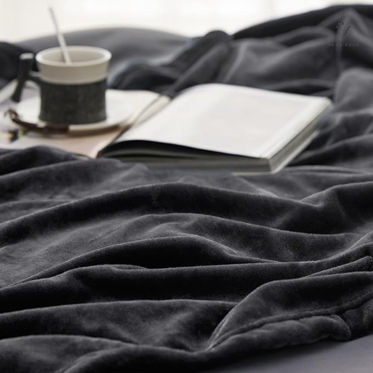 Frazada Manta Piecera 130 X 150 Cm Termica Sherpa Polar Az Lisa Gris Oscuro-7