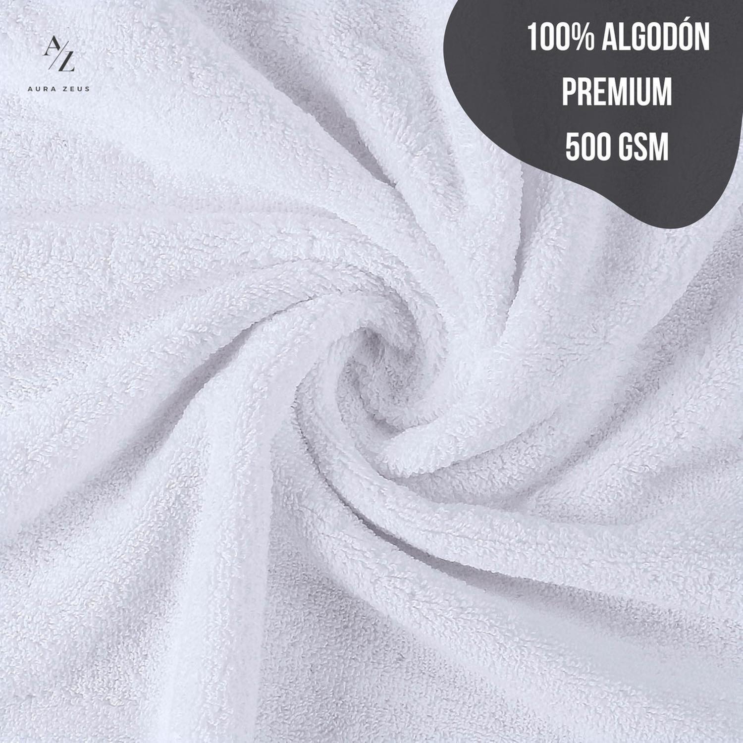 Juego De 2 Toallas De Mano 70x40 Cm Algodon 500g Baño Set Az Blanco-2