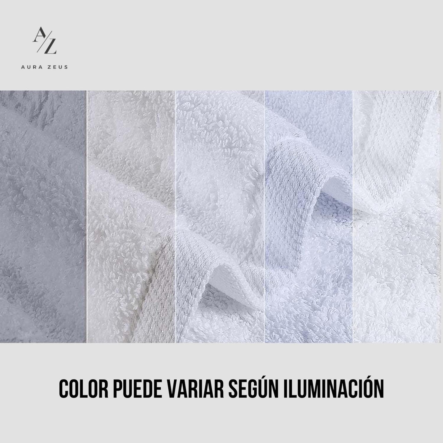 Juego De 2 Toallas De Mano 70x40 Cm Algodon 500g Baño Set Az Blanco-5