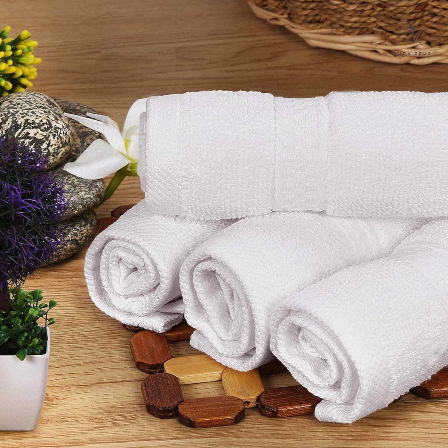 Juego De 2 Toallas De Mano 70x40 Cm Algodon 500g Baño Set Az Blanco-6