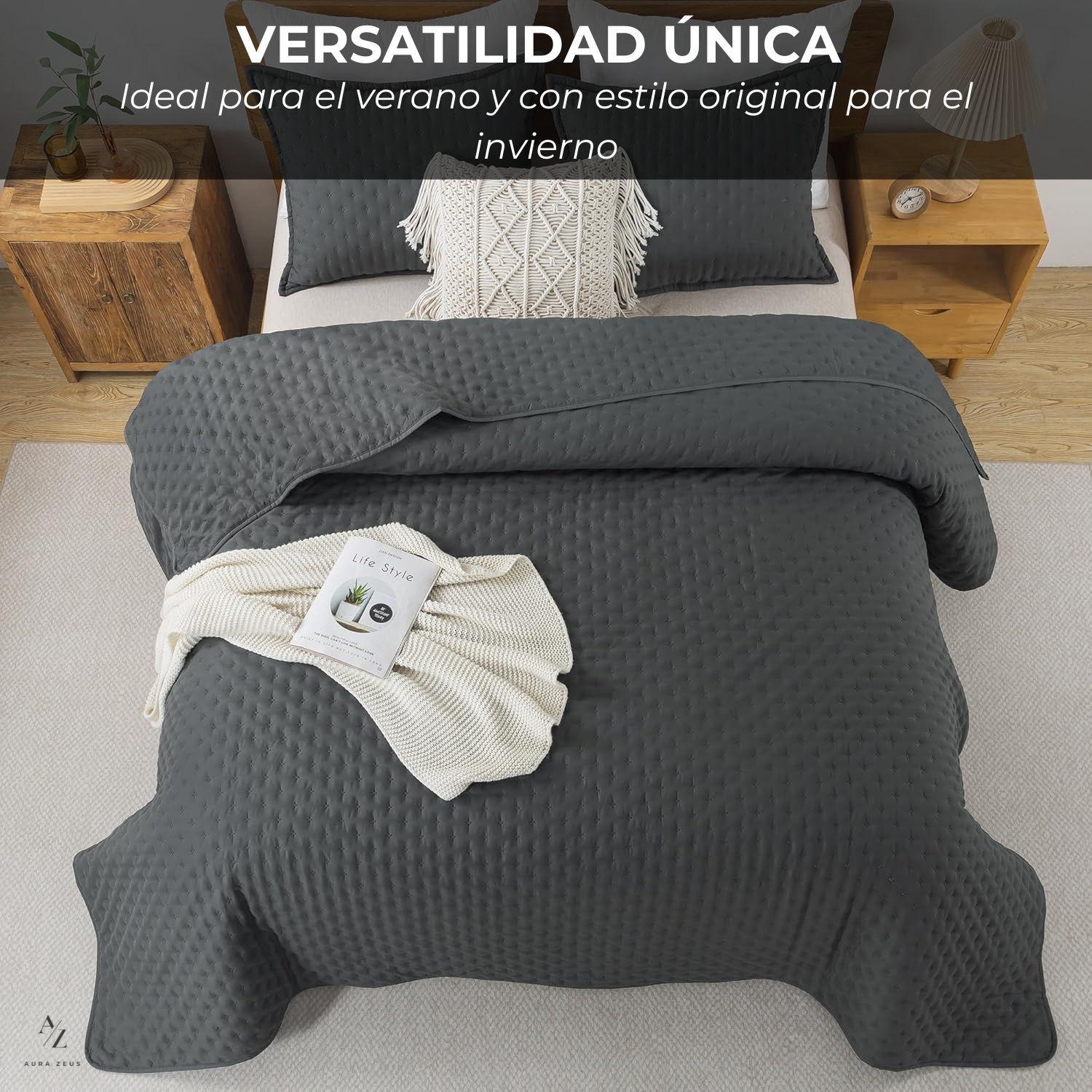 Cubrecama Quilt + Fundas De Almohada Cobertores Acolchado 1.5 Plazas Aura Zeus-3