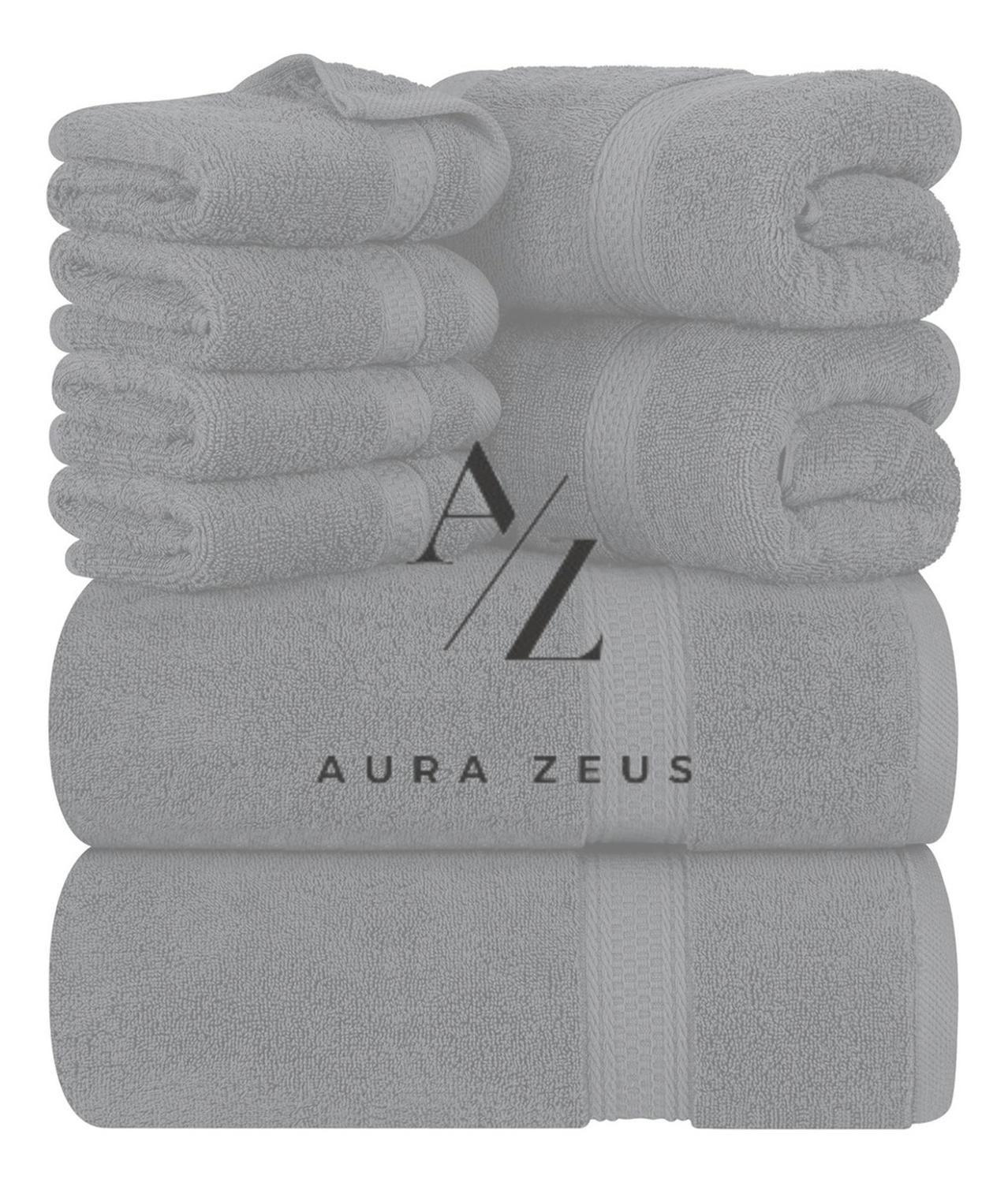 Set De 8 Toallas De Baño Algodon 500gr Cuerpo Mano Grande Az Gris Oscuro-9