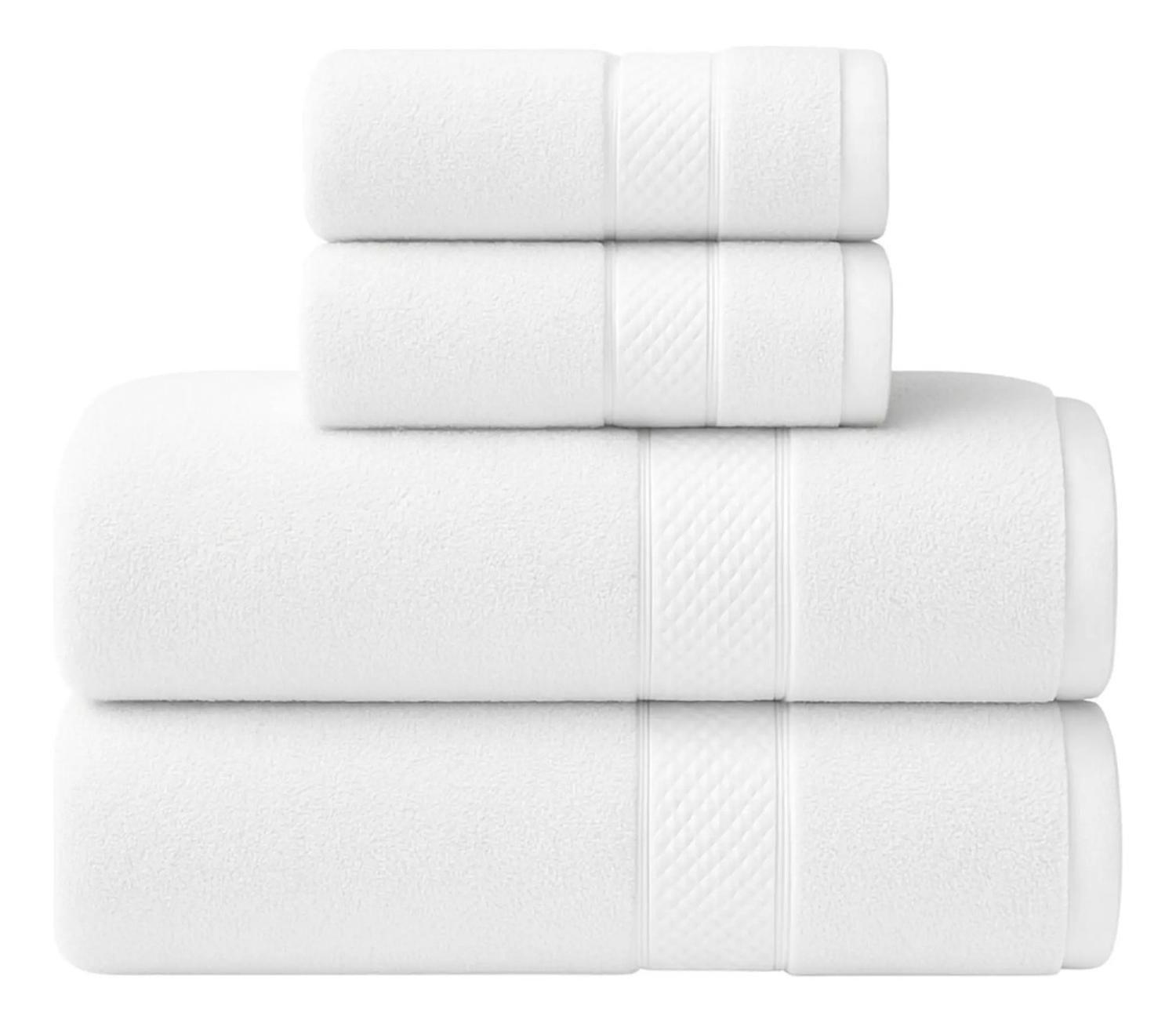 Set De 4 Toallas De Baño Algodon 500gr Cuerpo Mano Grande Az-0
