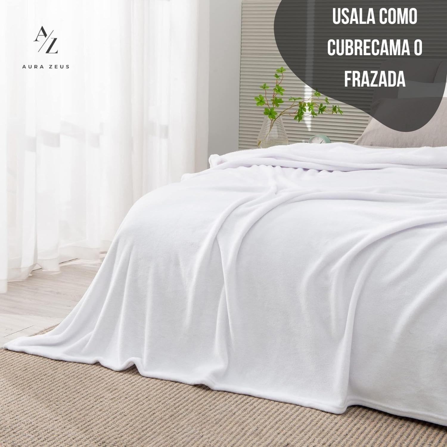 Frazada 2 Plazas / King Manta Termica Chalon Polar Lana Az King Blanco-3