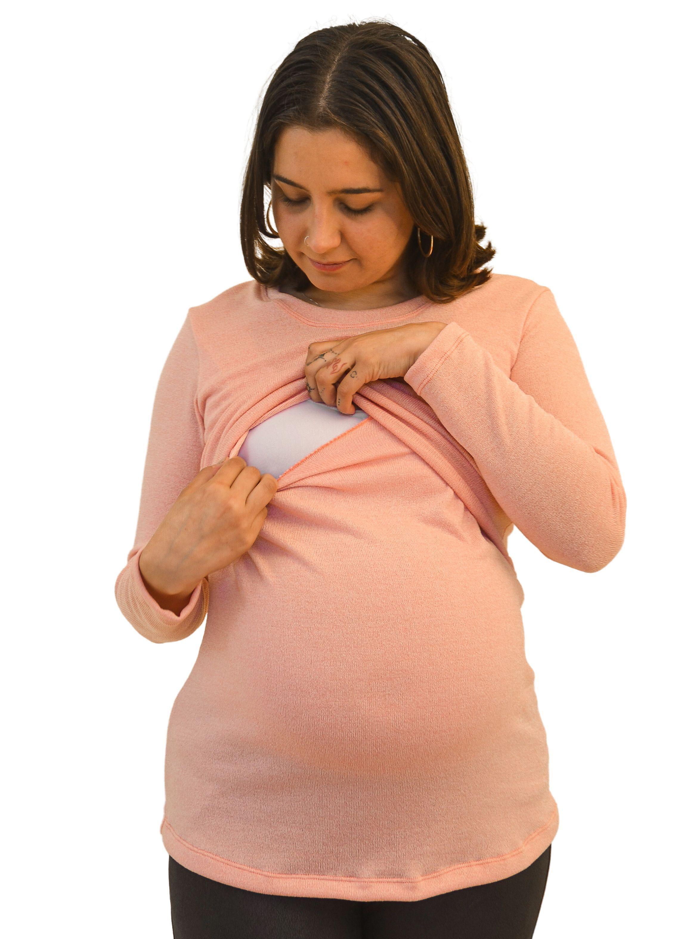 Polera Maternal y Lactancia Lanilla Damasco-2