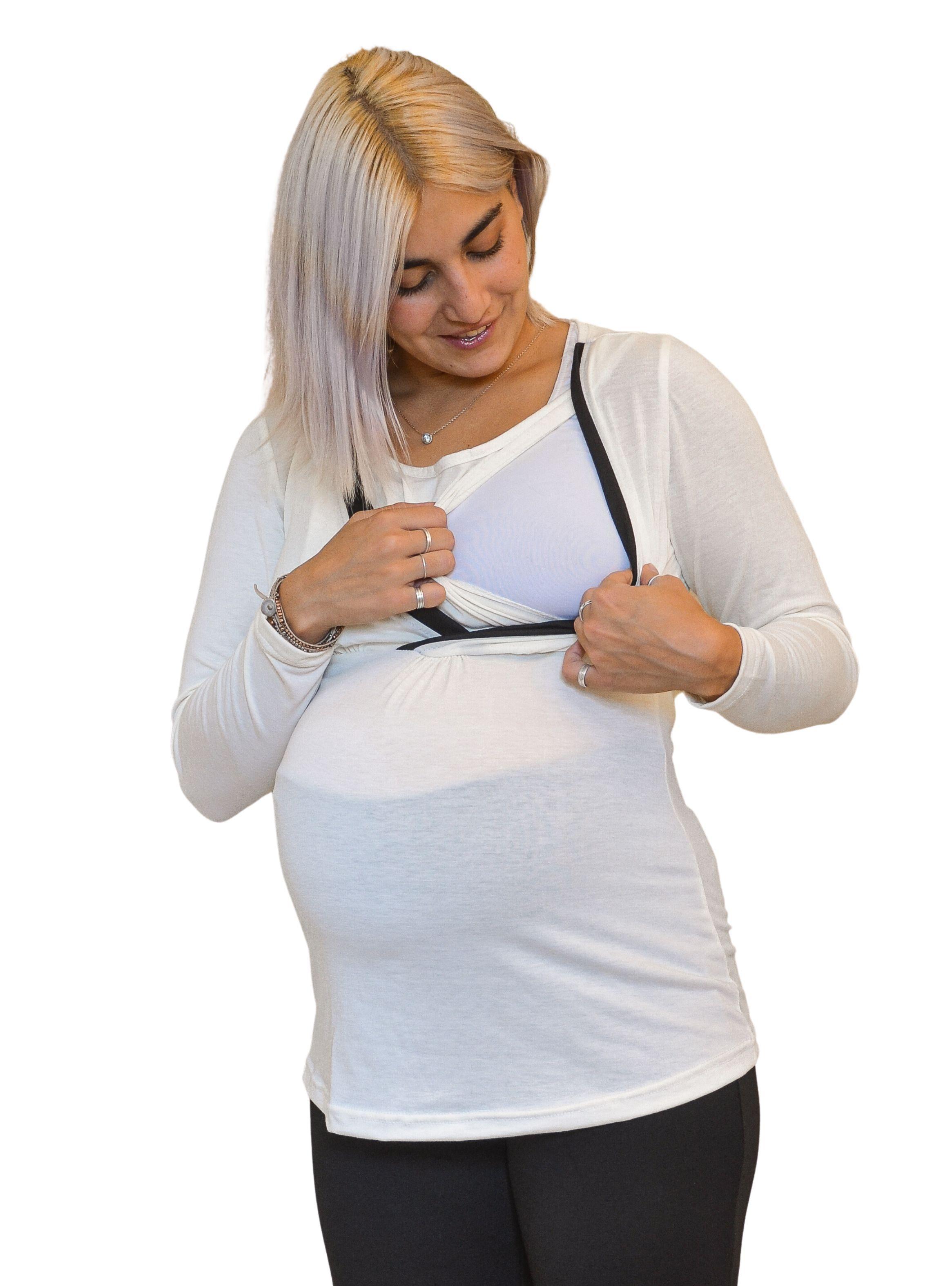 Pijama Maternal y Lactancia Negro Beige-2