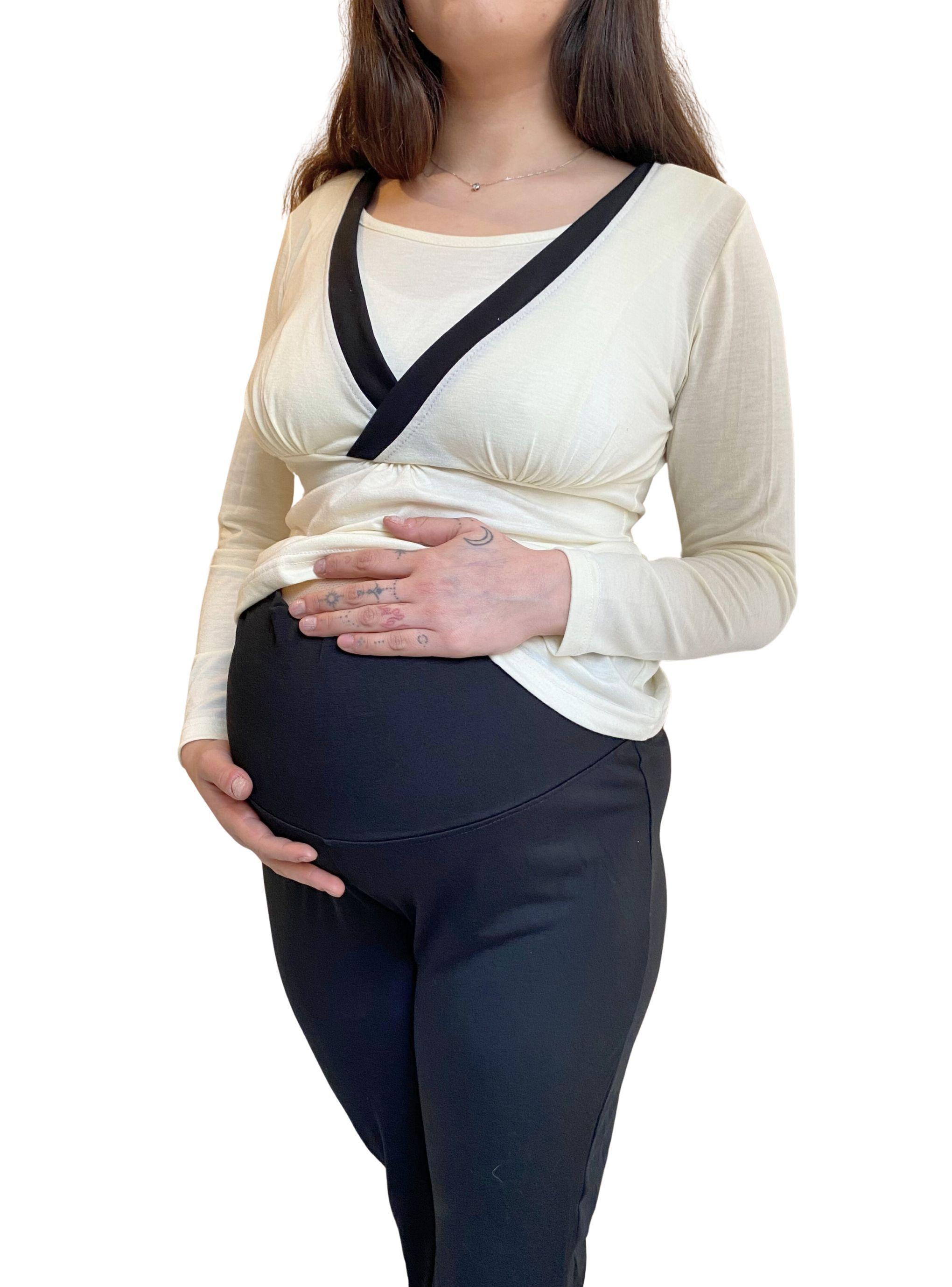 Pijama Maternal y Lactancia Negro Beige-1
