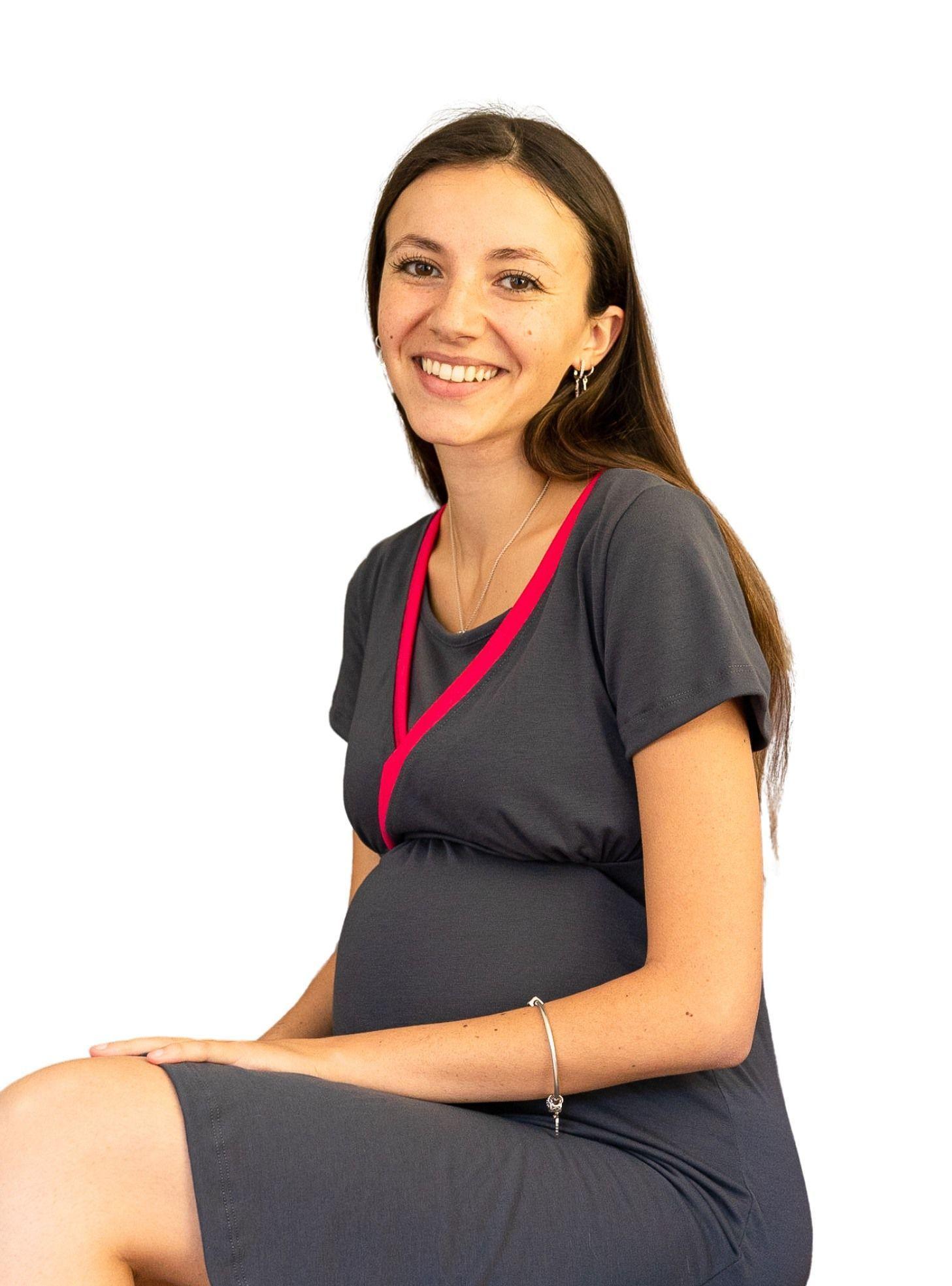 Camisa de Dormir Maternal y Lactancia Plomo-2