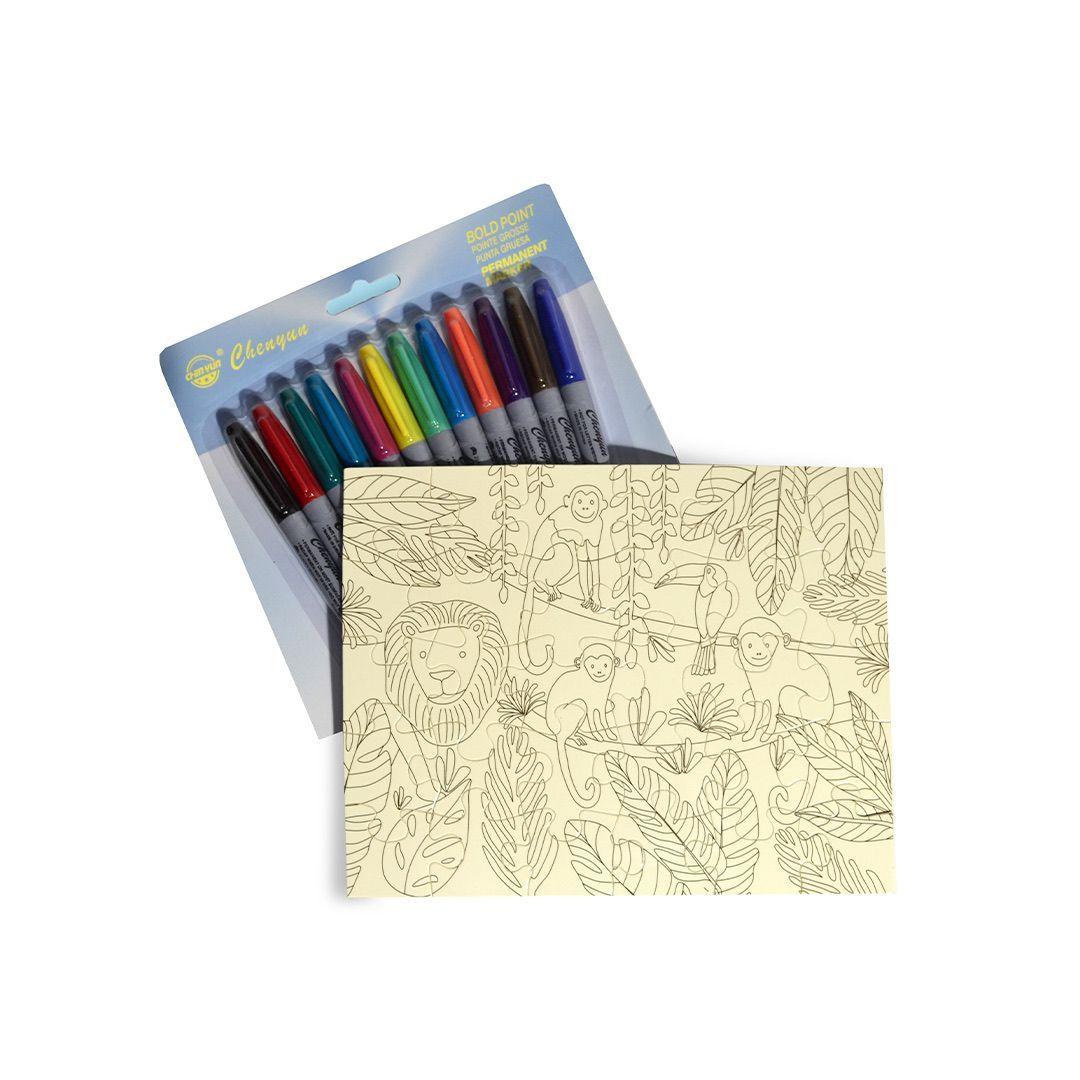 Puzzle Selva 30 piezas + set de plumones-0