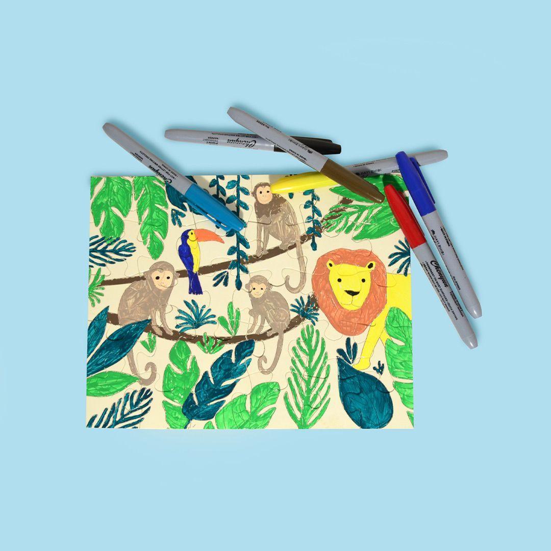 Puzzle Selva 30 piezas + set de plumones-3