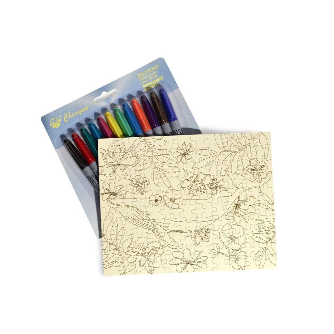 Puzzle Ballena 110 piezas + set de plumones-0