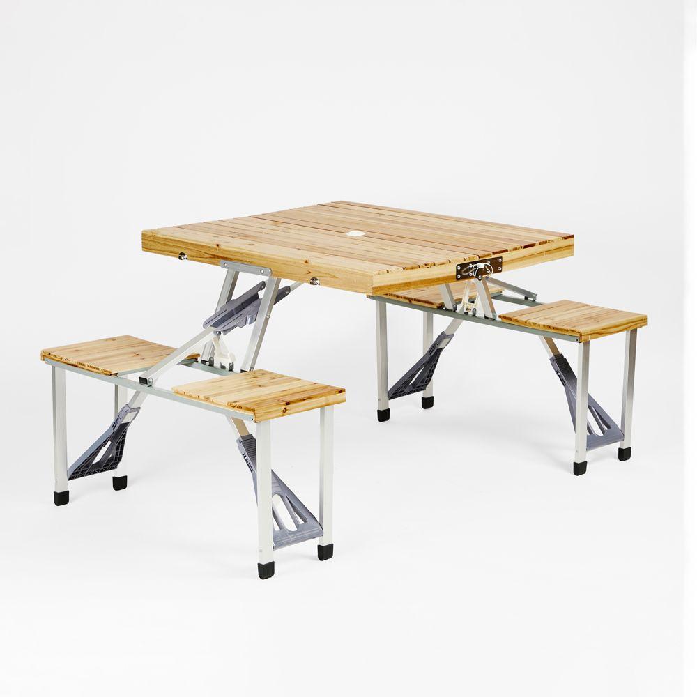 Mesa De Madera Plegable Camping Dyne 4 Personas Doite-0