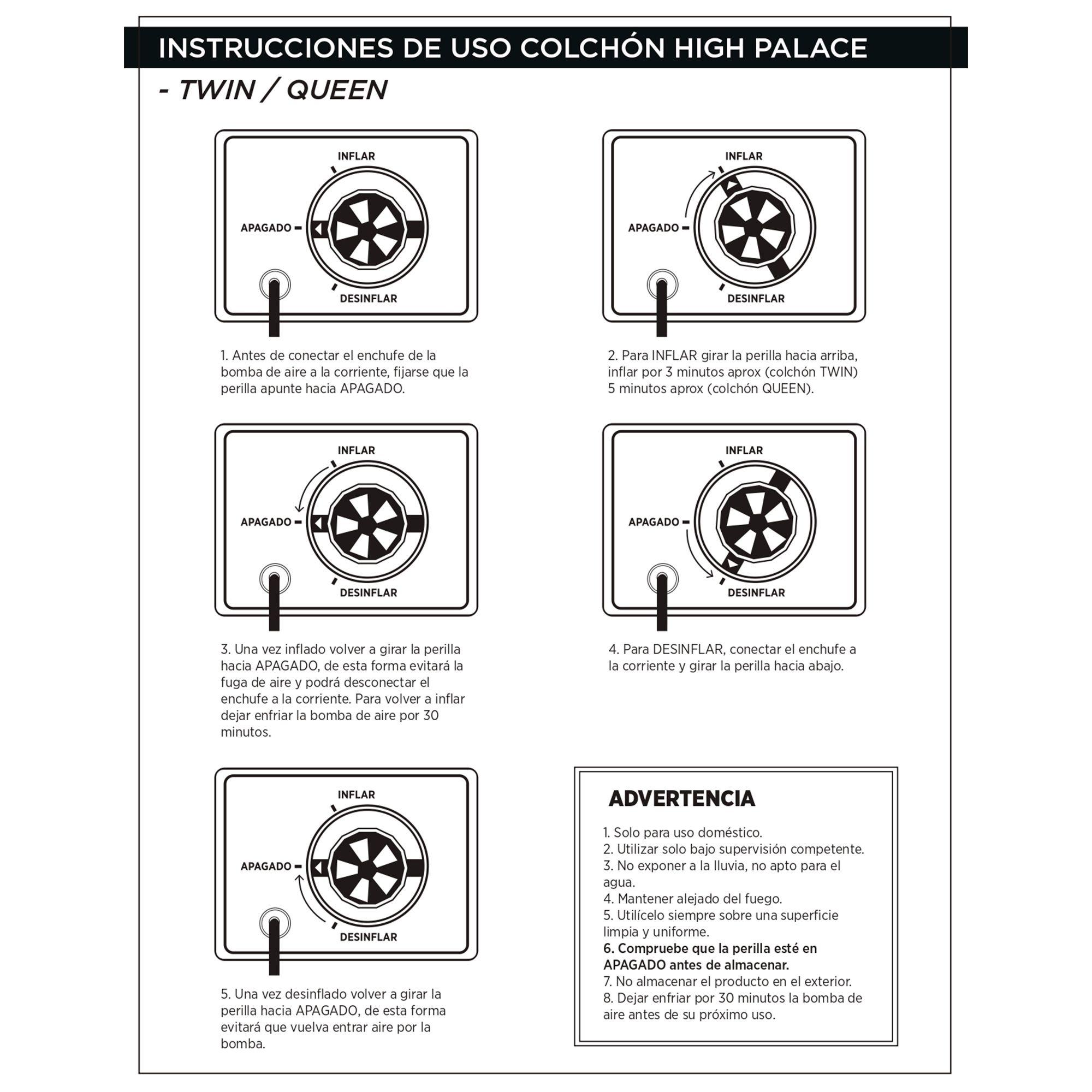 Colchón Inflable Eléctrico High Palace Twin Beige Doite-7