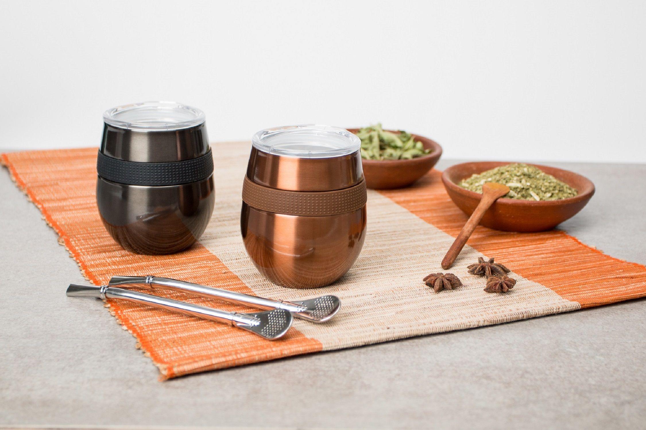 Set De 2 Mug Hierba Mate Cucao 230Ml. Negro Doite-1