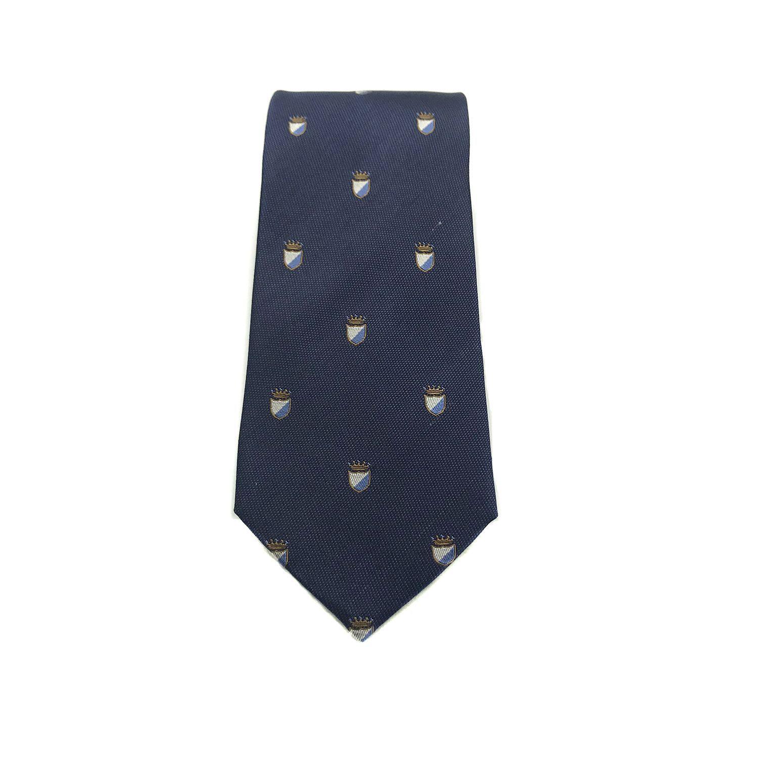 Corbata Seda Diseño Escudo Azul 8cm-2