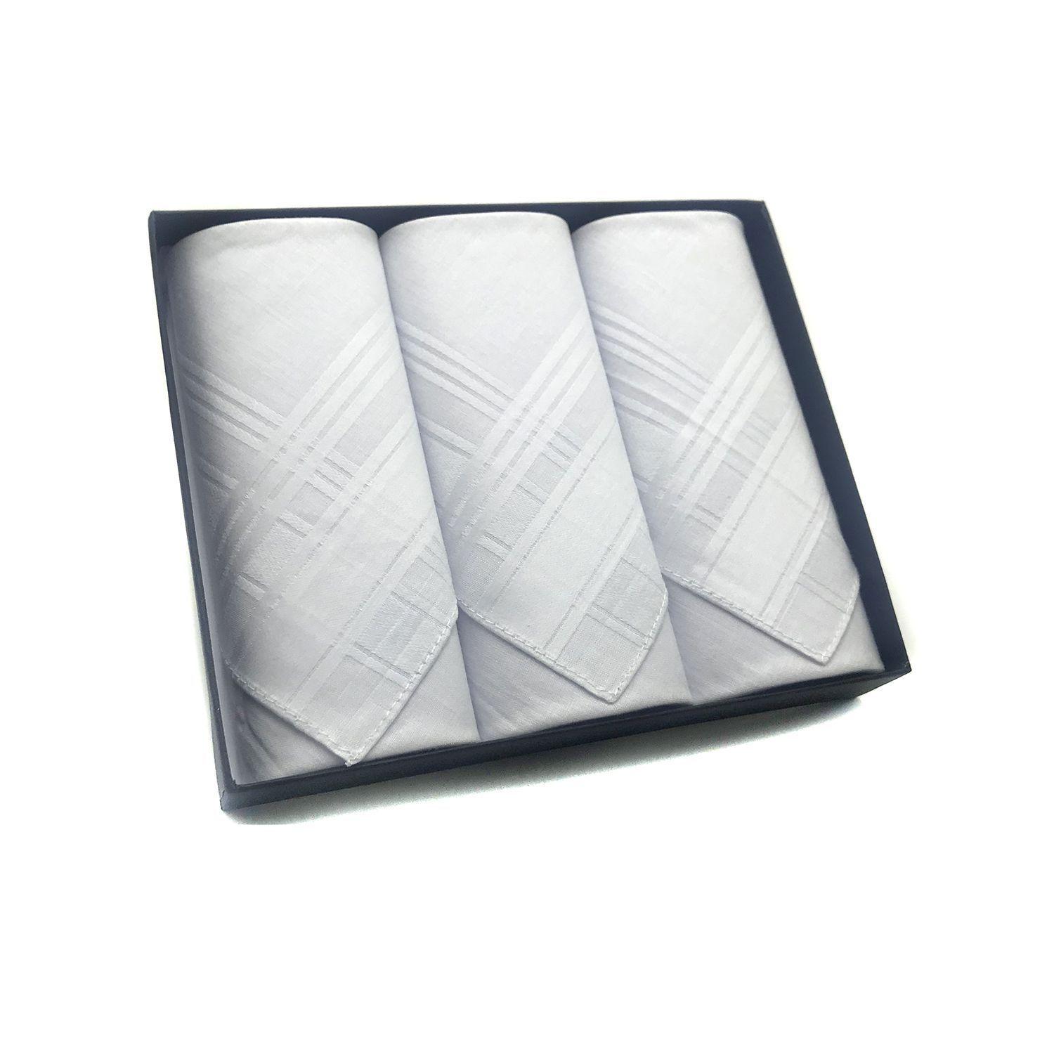 Caja 3 Pañuelos de Bolsillo 100% Algodón Blanco-2