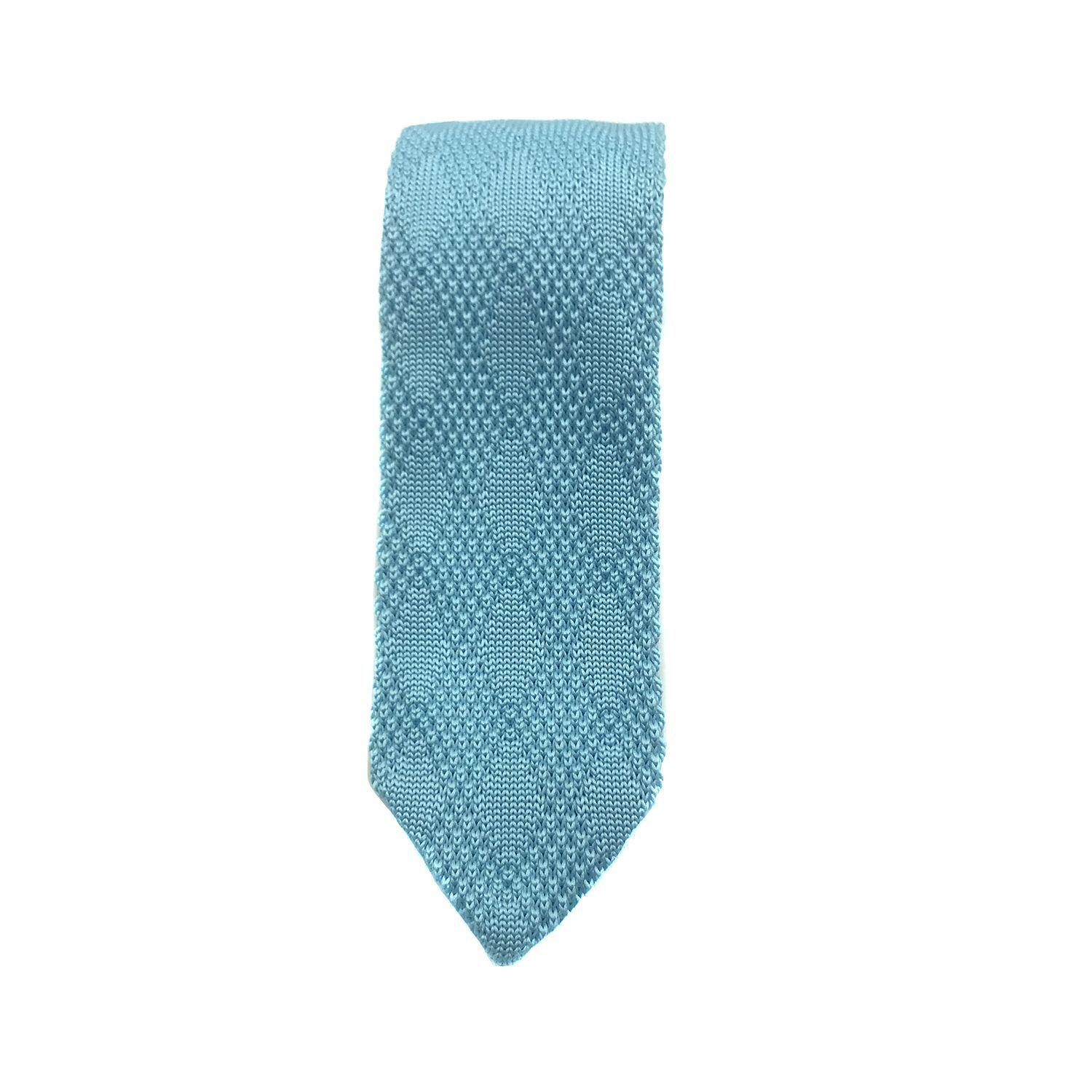 Corbata Tejida Turquesa Lisa Rombo 6.5 cm-2